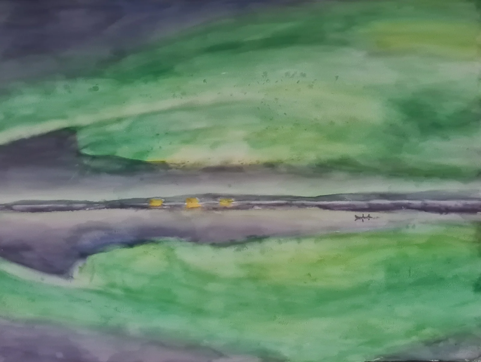 Akvarell Norrsken av Into Särkelä