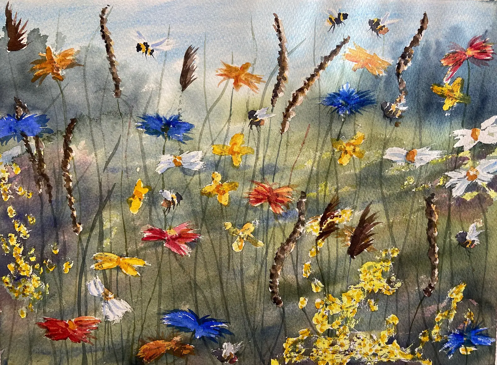 Akvarell Ängen av Åsa Halin