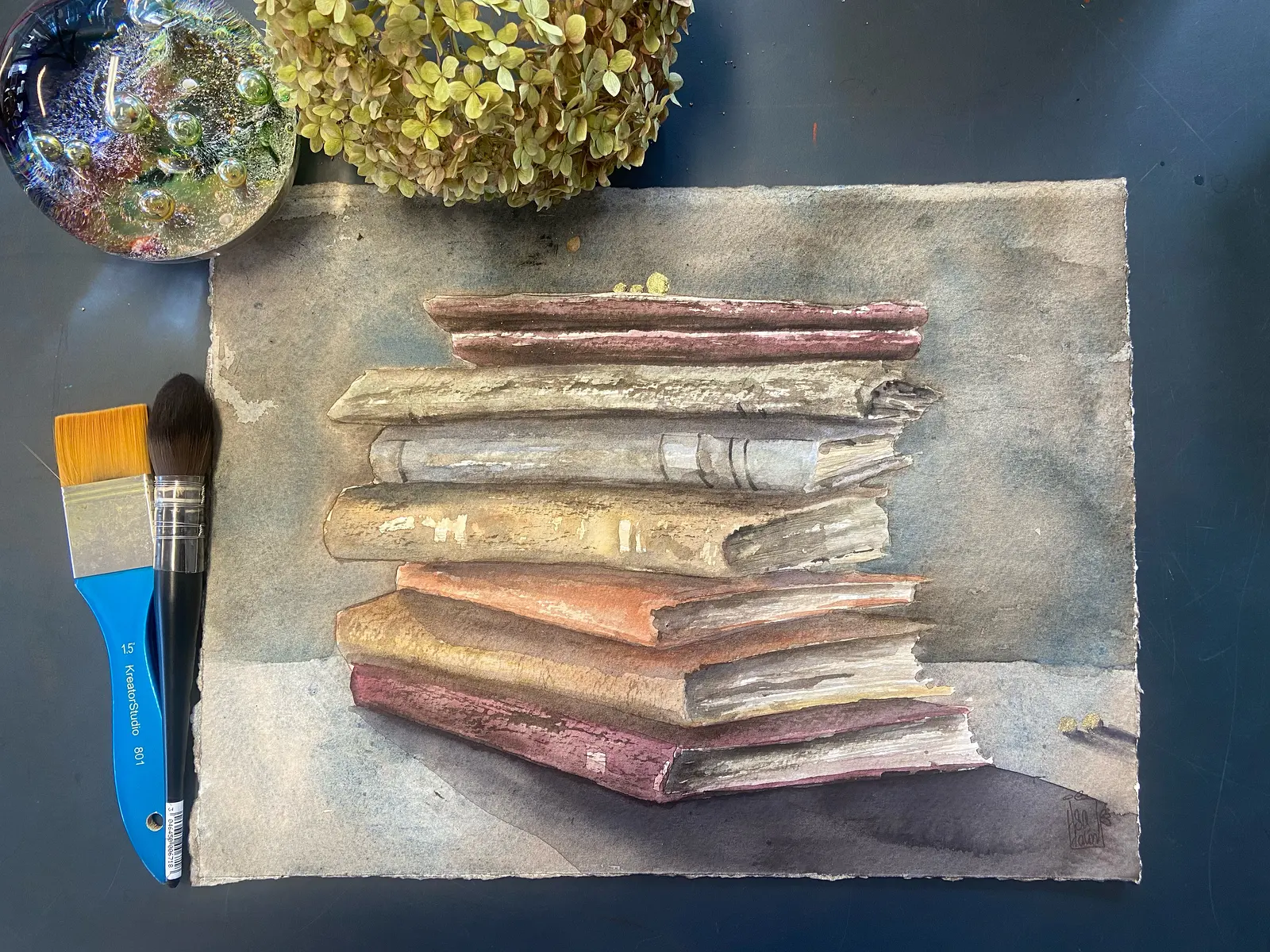 Akvarell Boktraven av Åsa Halin