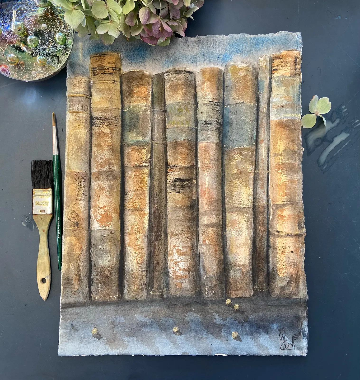 Akvarell I Arkivet med guldpärlorna av Åsa Halin