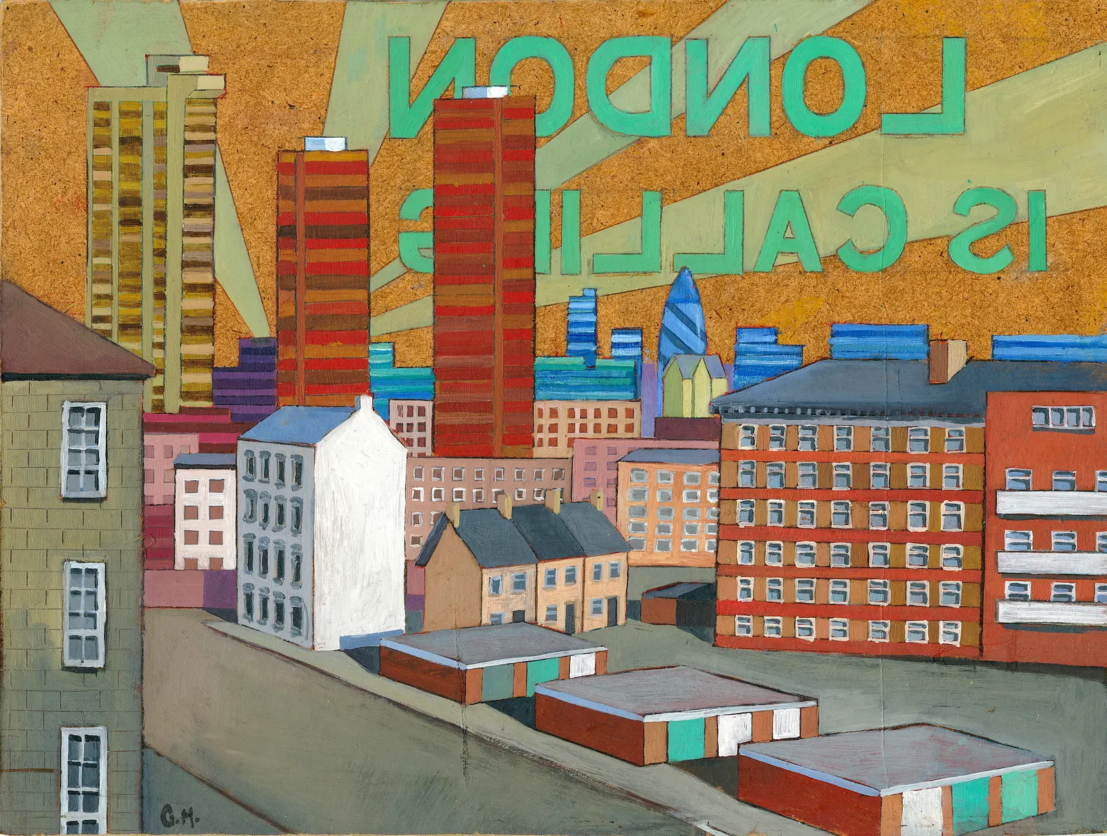 Oljemålning London is calling av Georgina McIntyre Malou