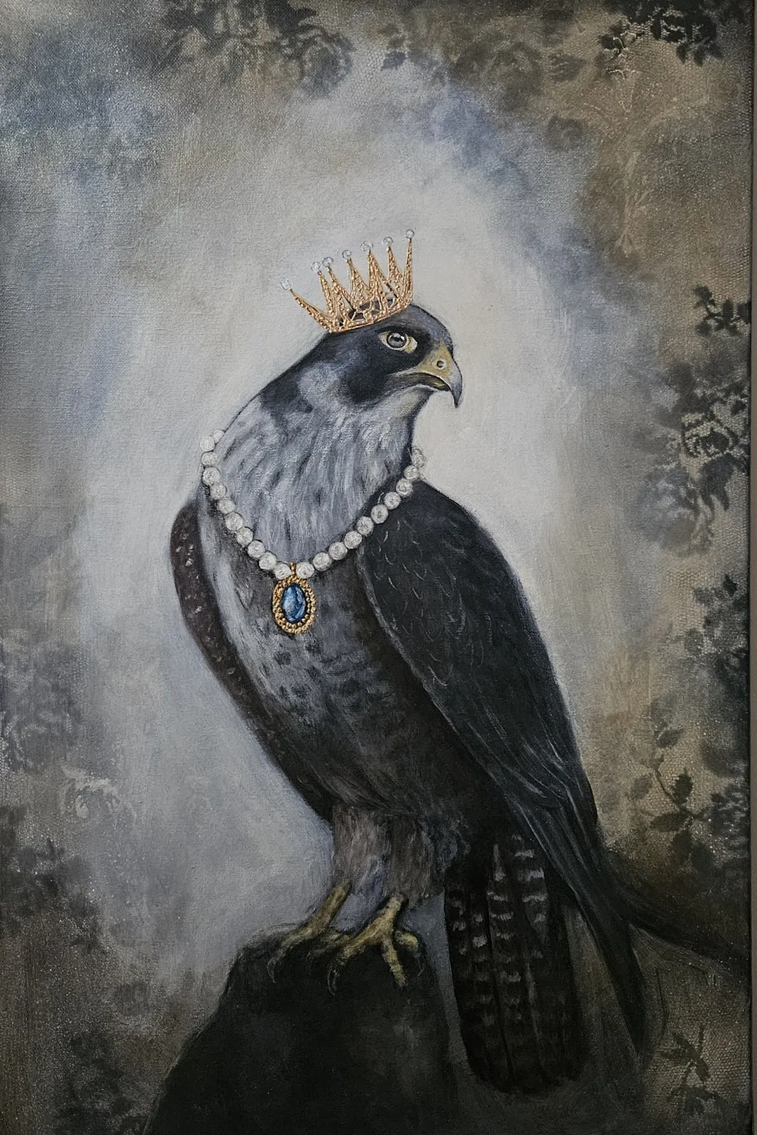 Akrylmålning Falköga av Tove Landberg