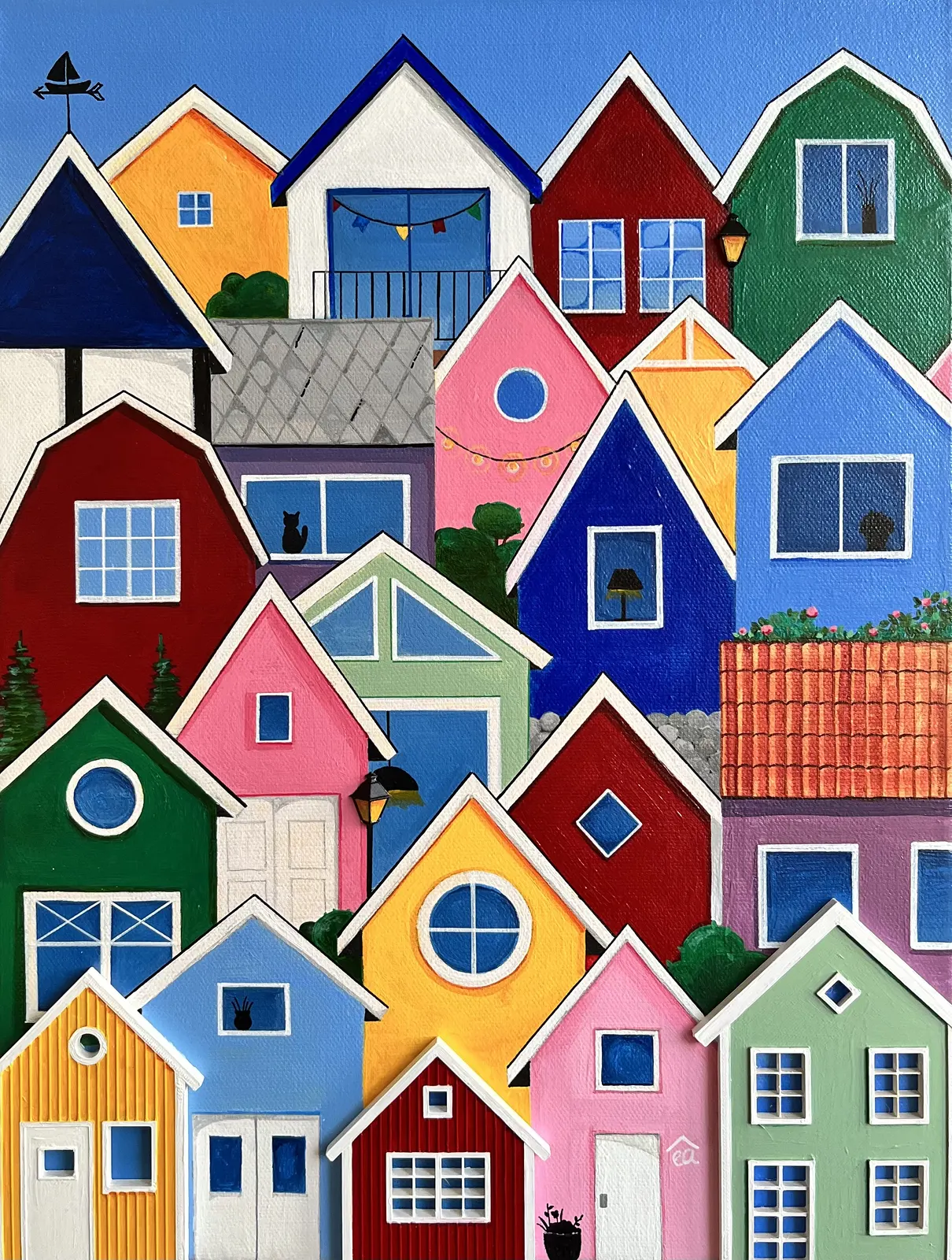 Akrylmålning Tak över samma himmel av Elis Ali