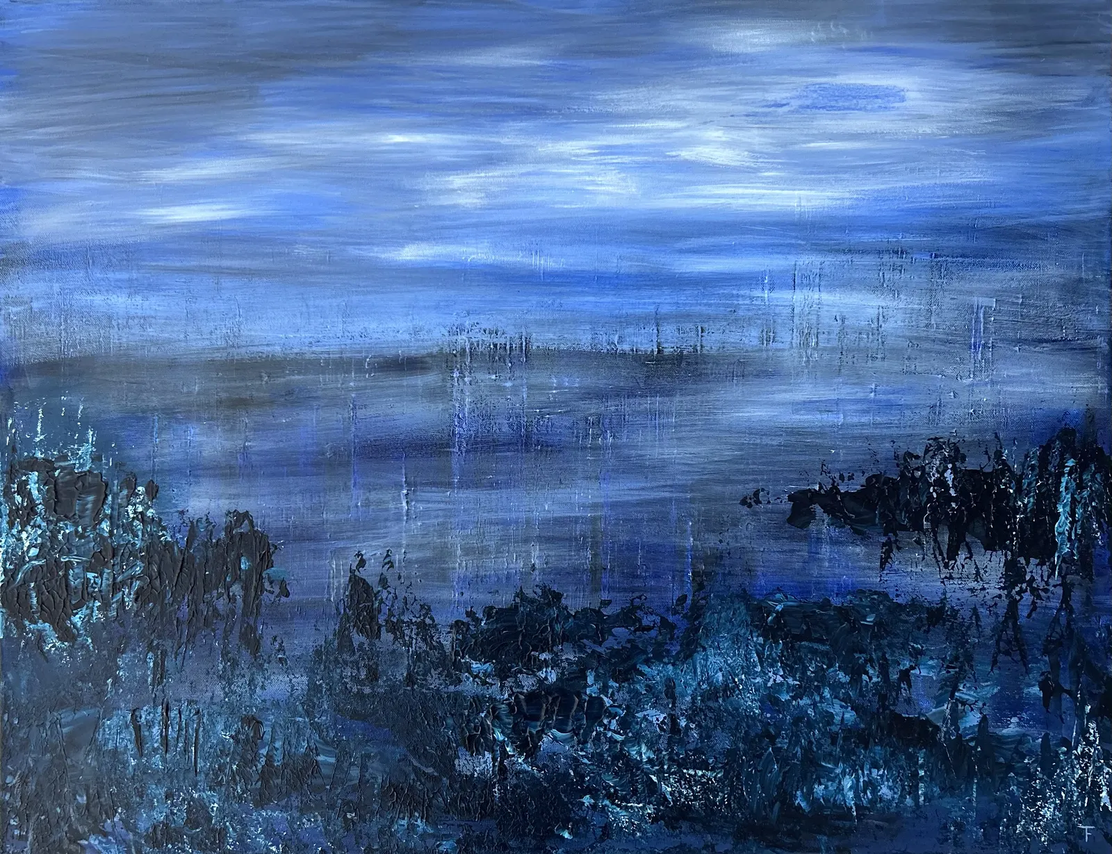 Akrylmålning Blå timmen av Tina Fornbrandt