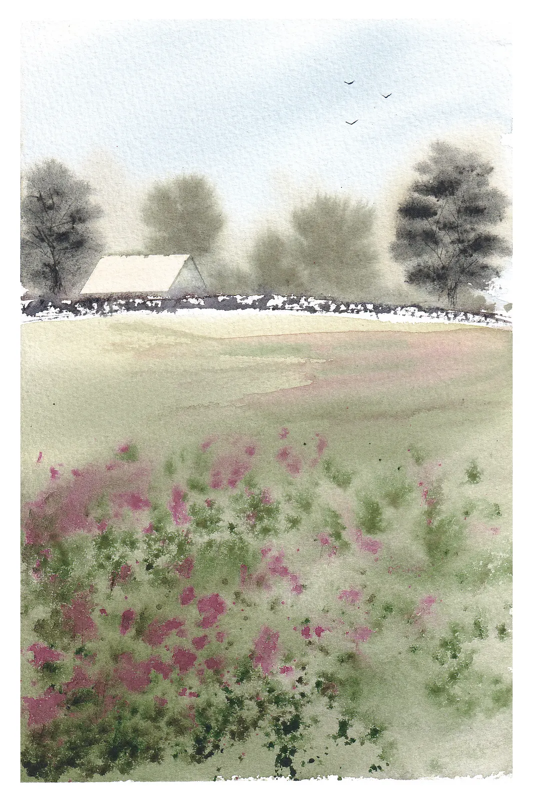 Akvarell Sommardröm, Summer Dream av Anna-Karin Hallström