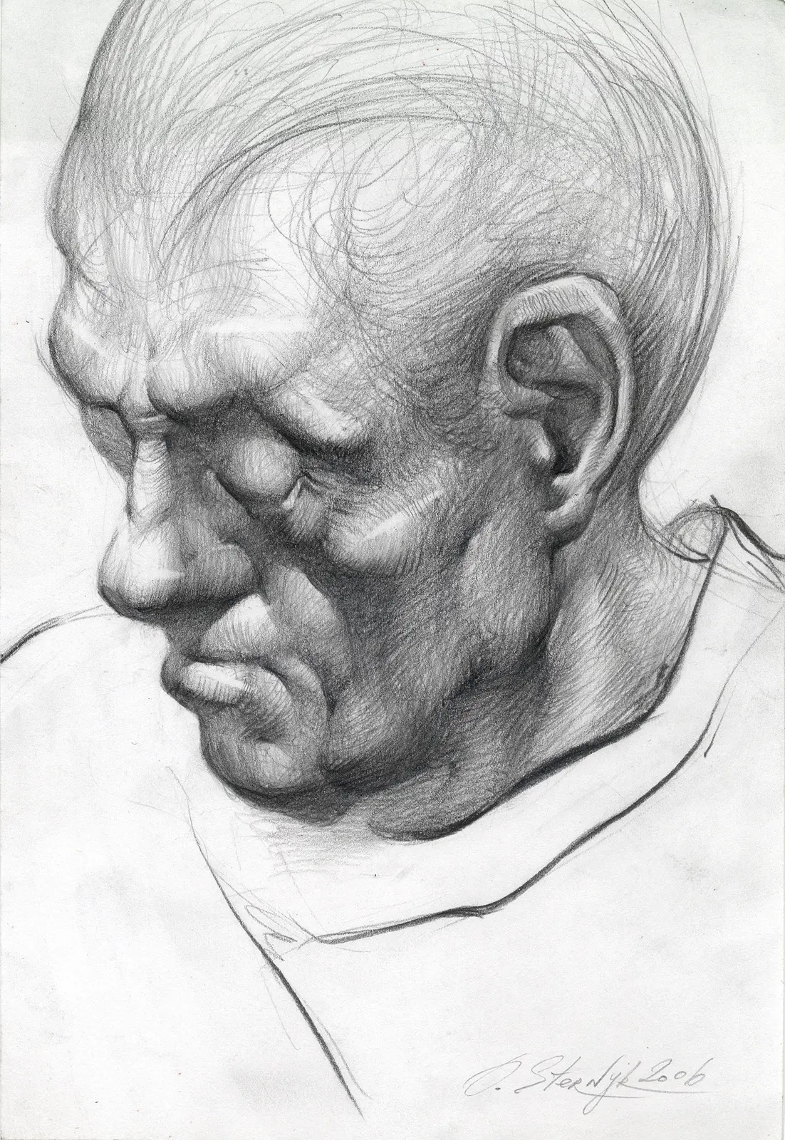 En gubbe, skiss av Olga Sternyk