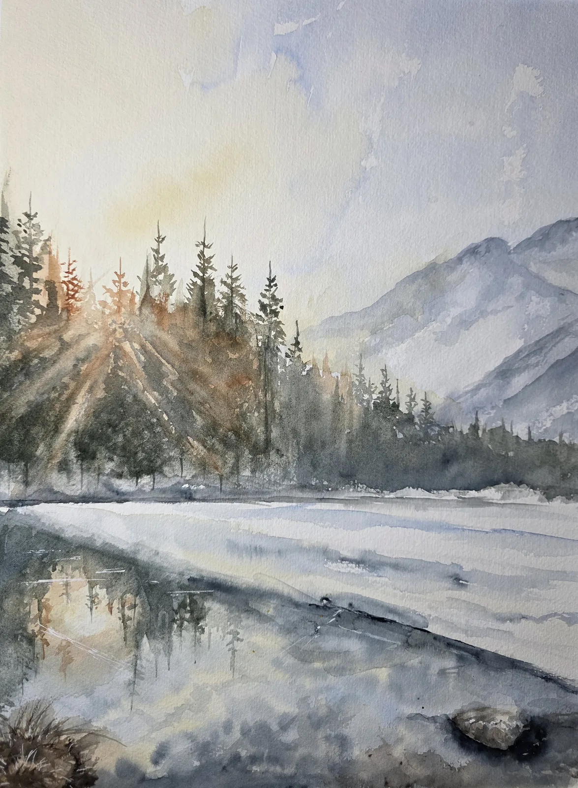 Akvarell Waiting for the Light av Pernilla Carlsson