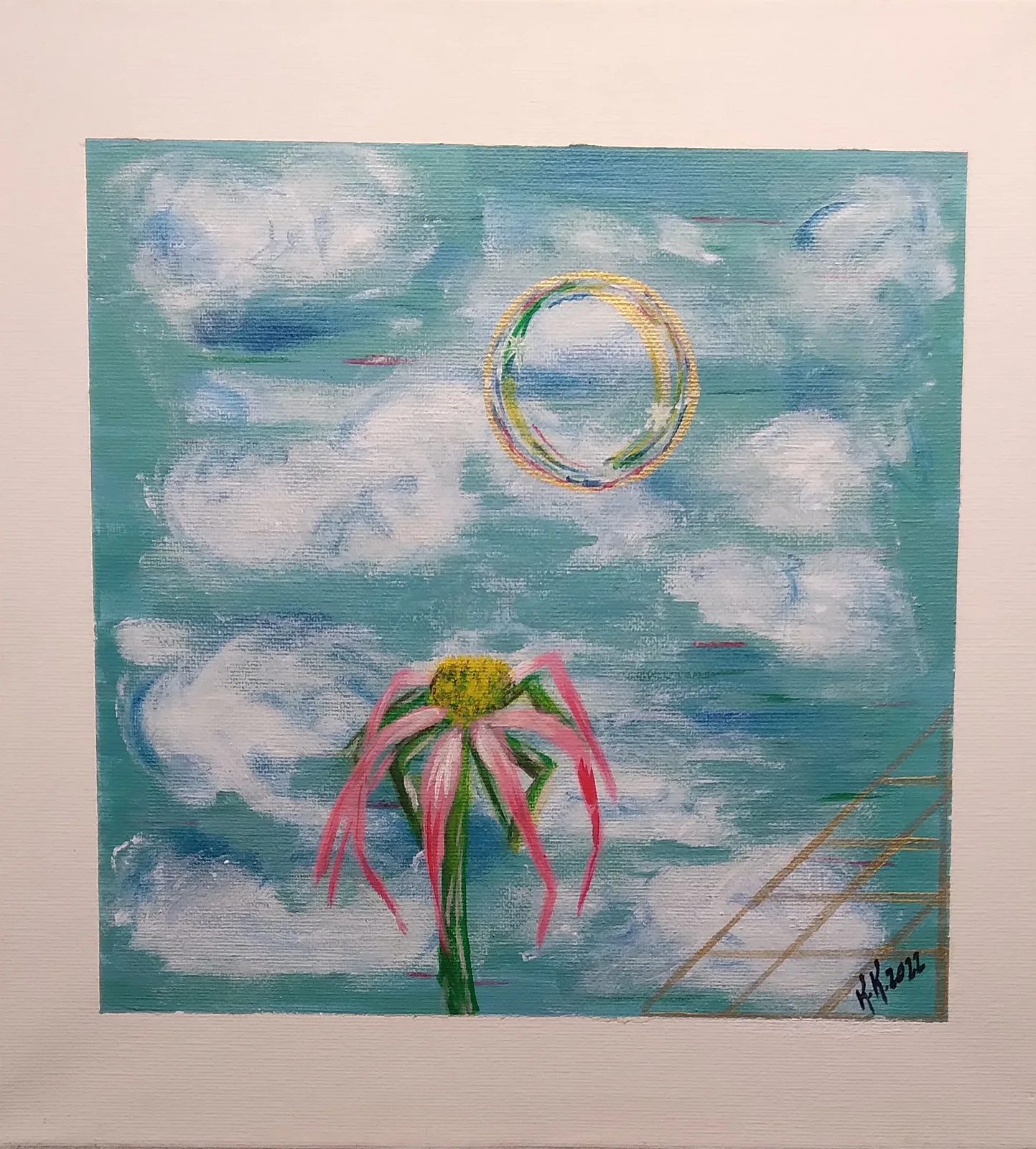 Akrylmålning Himmelsblomma av Katri Kettunen