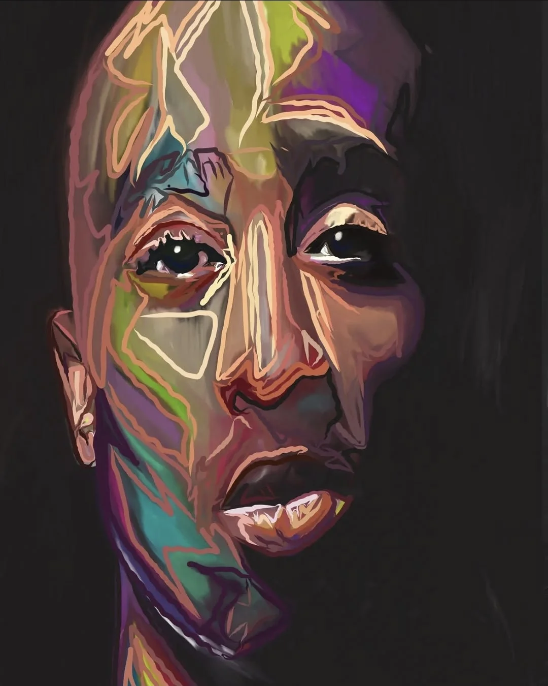 Oljemålning Tupac; The Legend av Konstantina Katsela