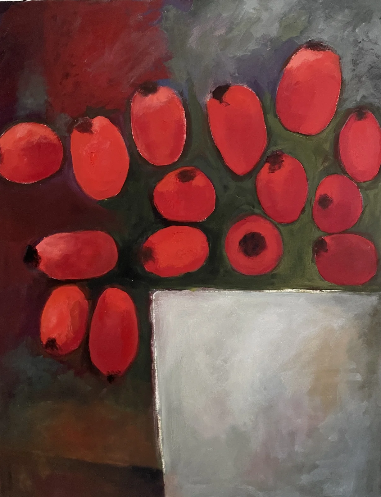 Oljemålning Nypon av Ewa Öhlund