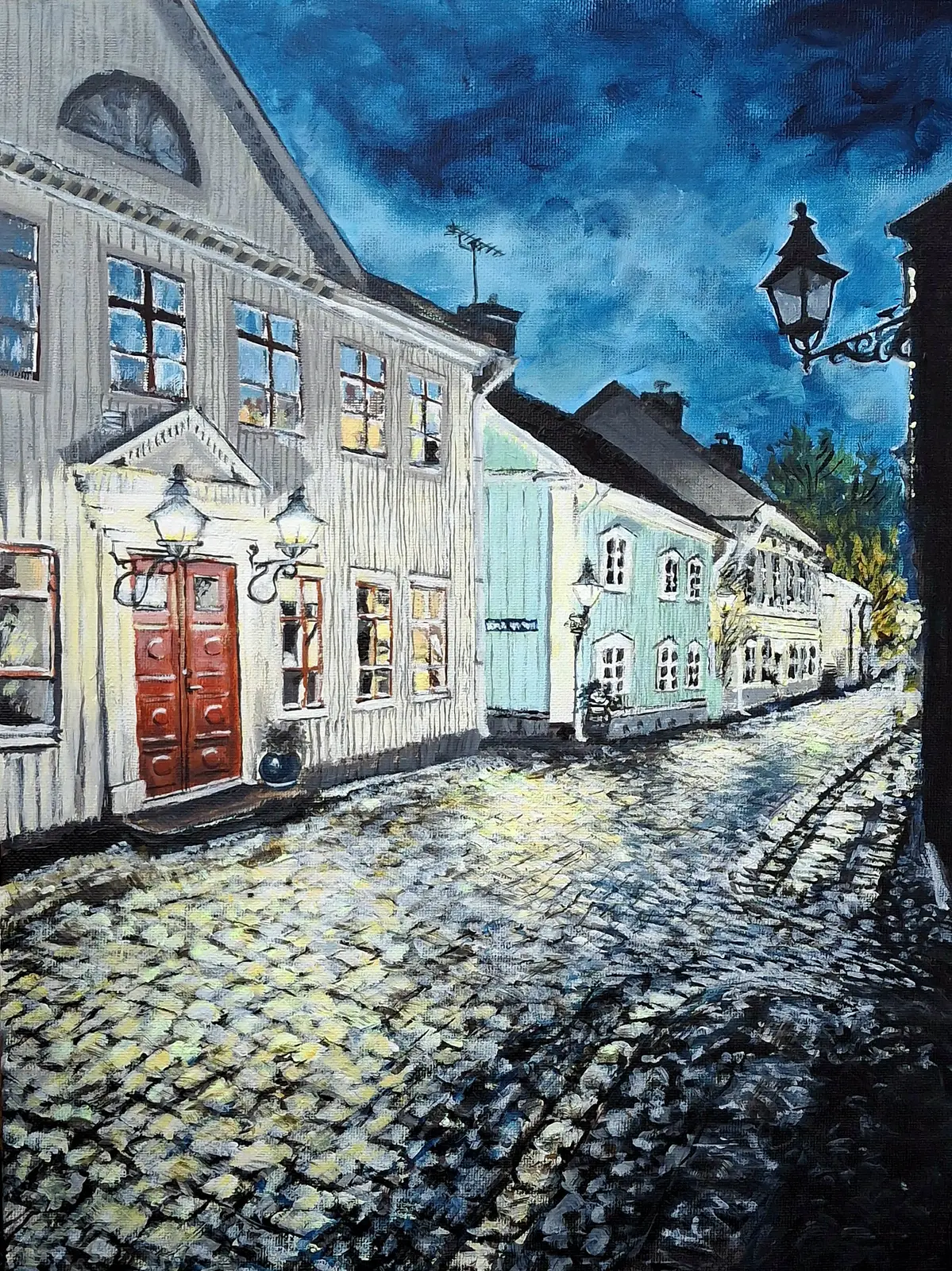 Akrylmålning Wadköping, Örebro av Kristina Andersson