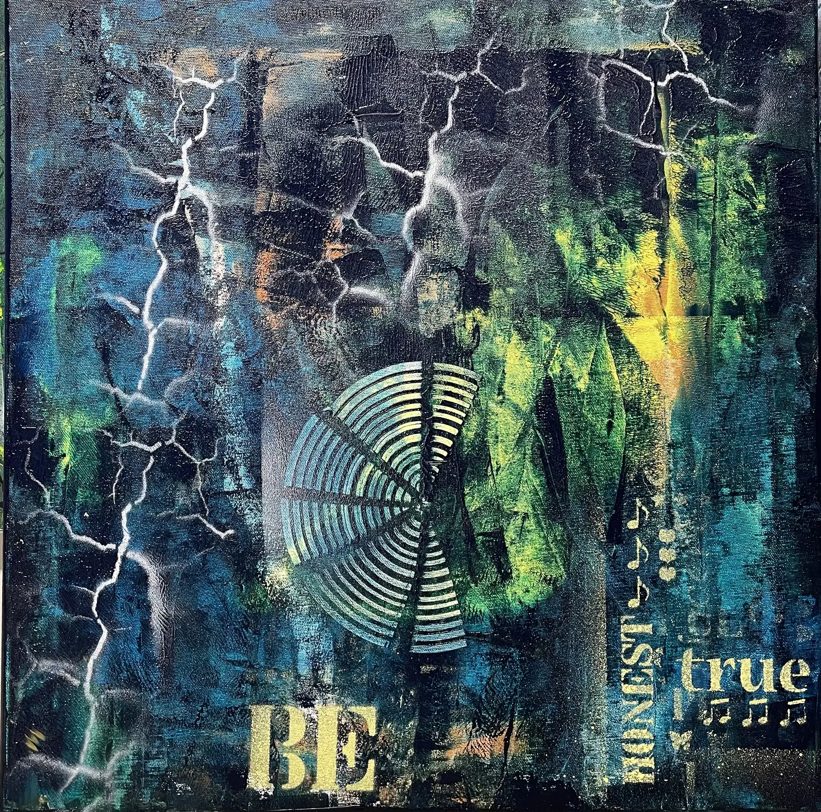 Akrylmålning VA ÄRLIG MOT DIG SJÄLV av Kicki Pettersson