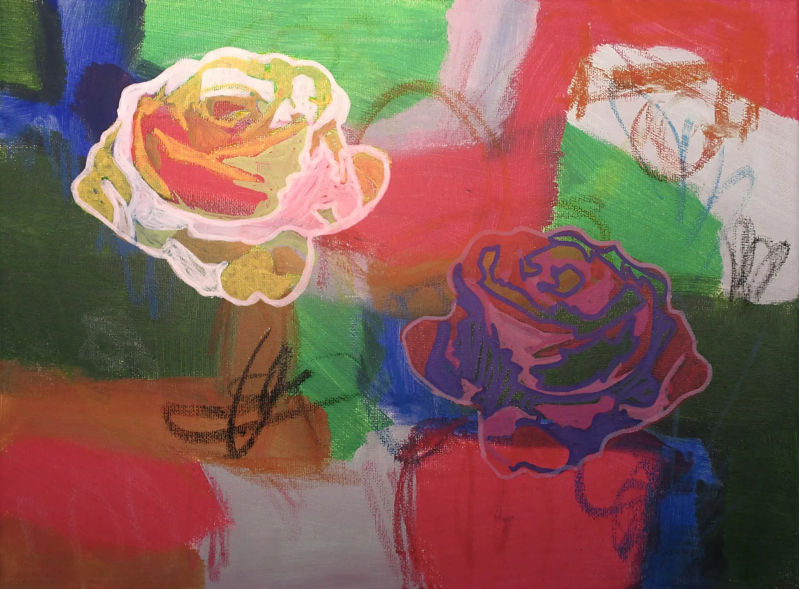 Akrylmålning Rosornas dialog av Kenneth Svensson