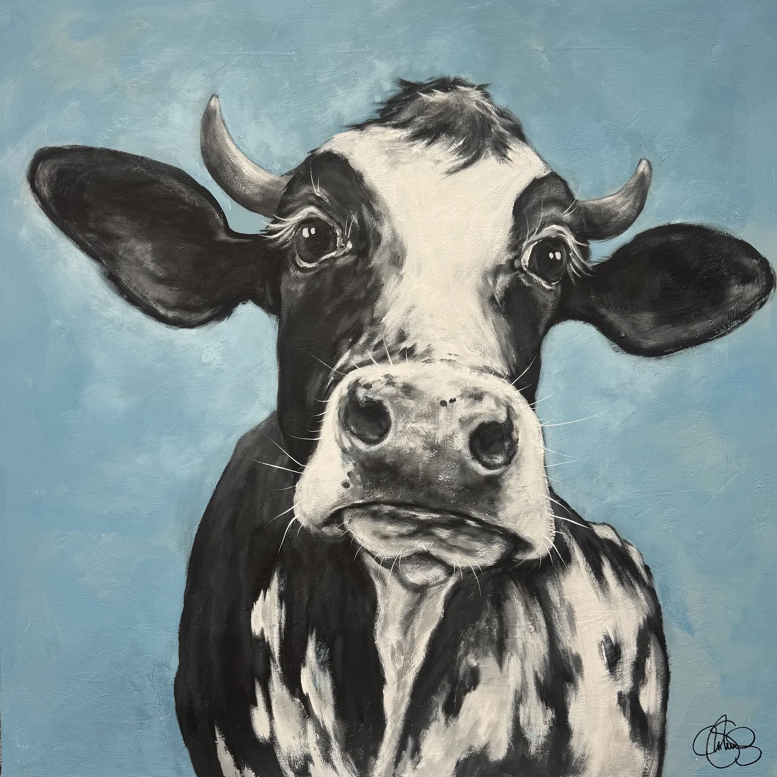 Akrylmålning COW 500 Blue Bop av Matilda Skoglund