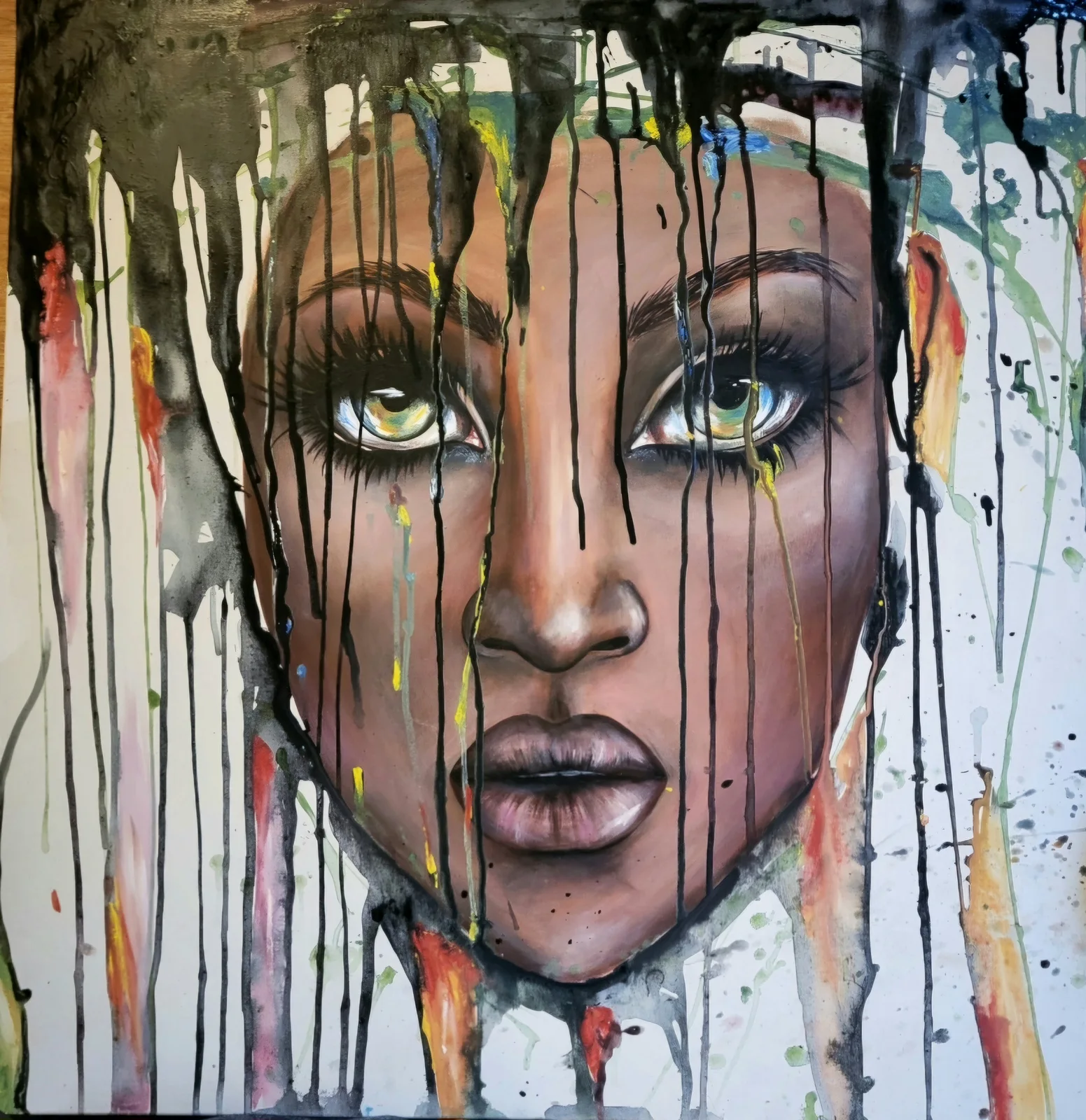 Akrylmålning Kvinnoportätt av Ingrid Alm