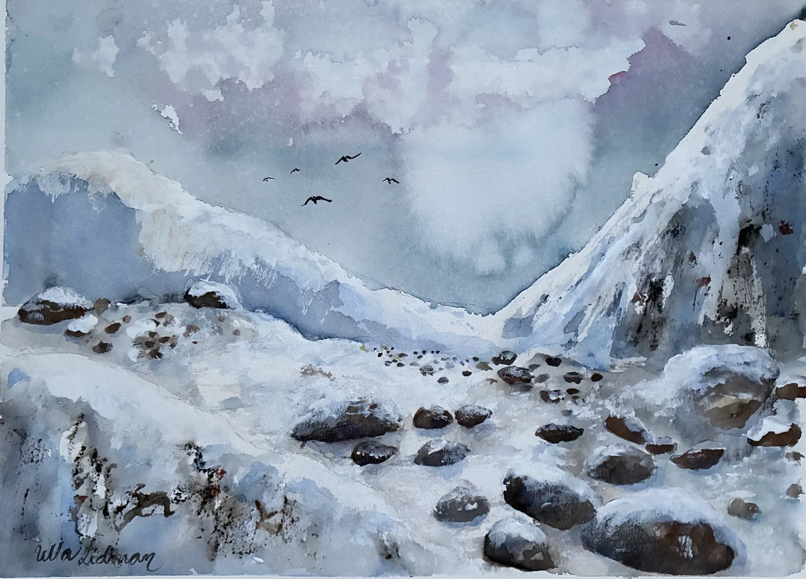 Akvarell Vinter av Ulla Lidman