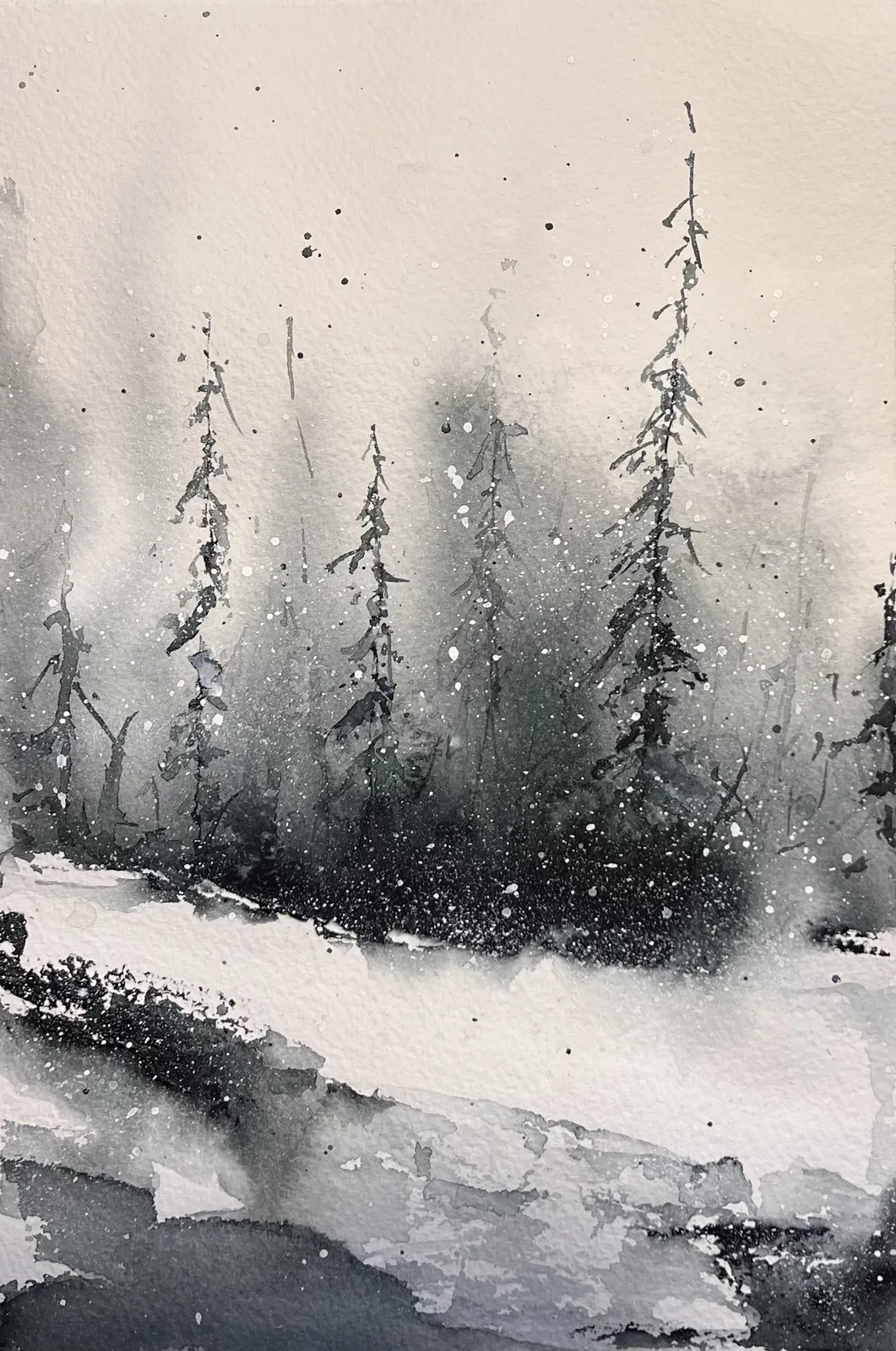 Akvarell Islossning av Mia Uhlander