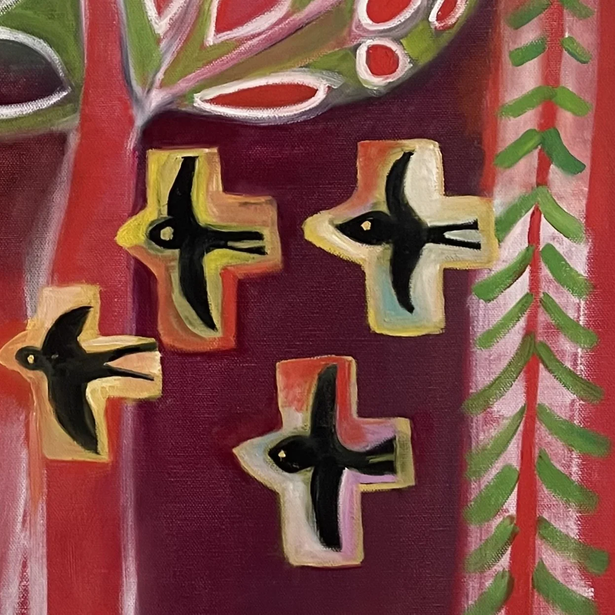 Detalj Röd skog av Ewa Öhlund