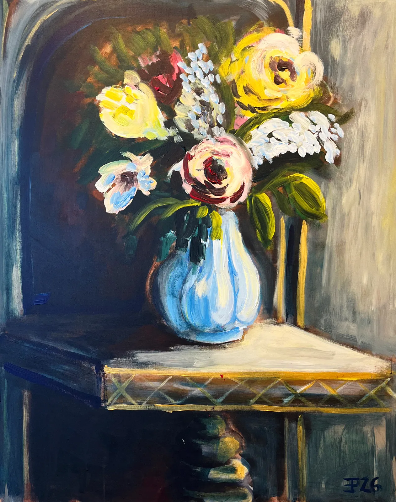 Akrylmålning Flowers in center av Elisa Pålsson