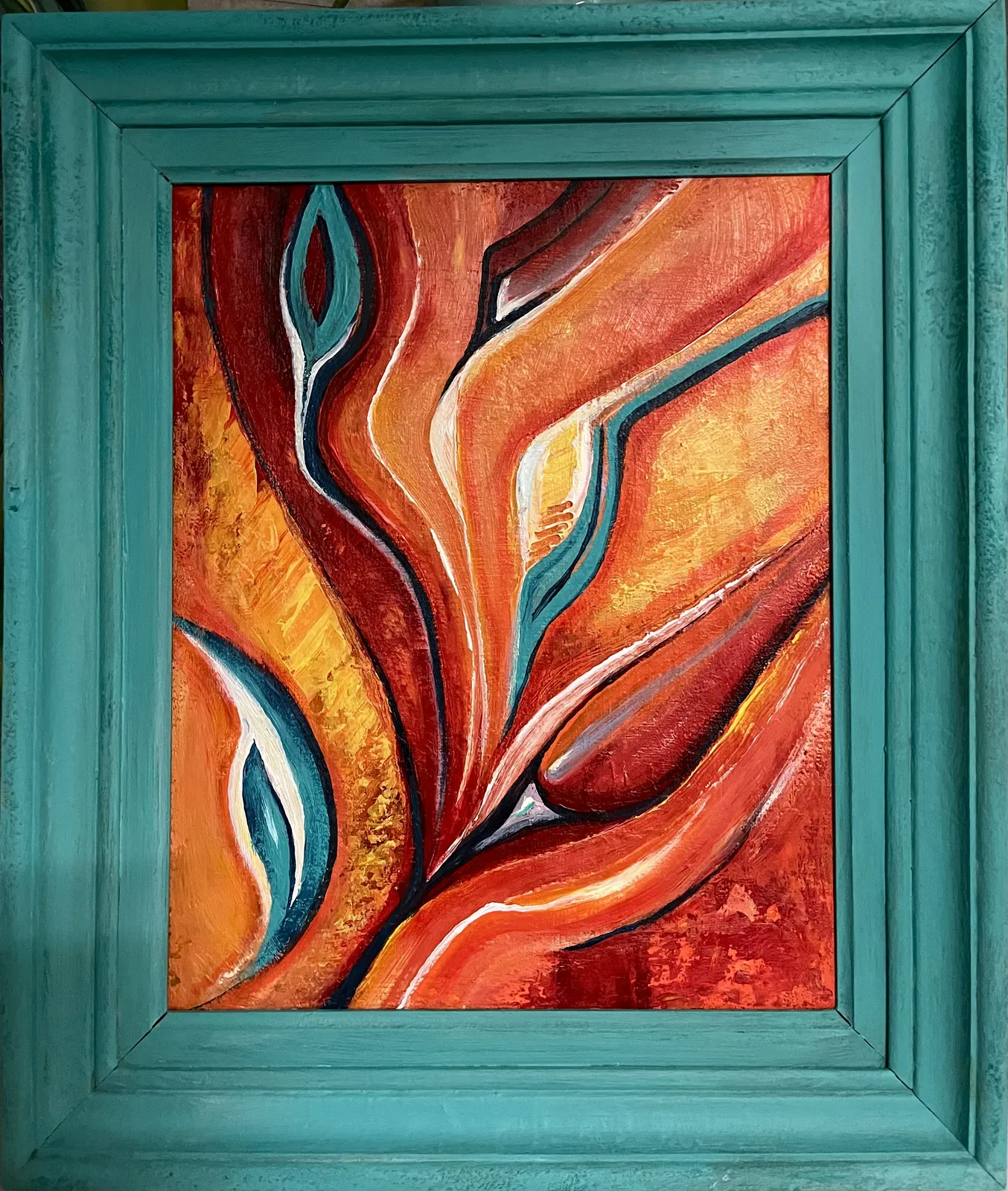 Akrylmålning Hot av Pirkko Mikkonen