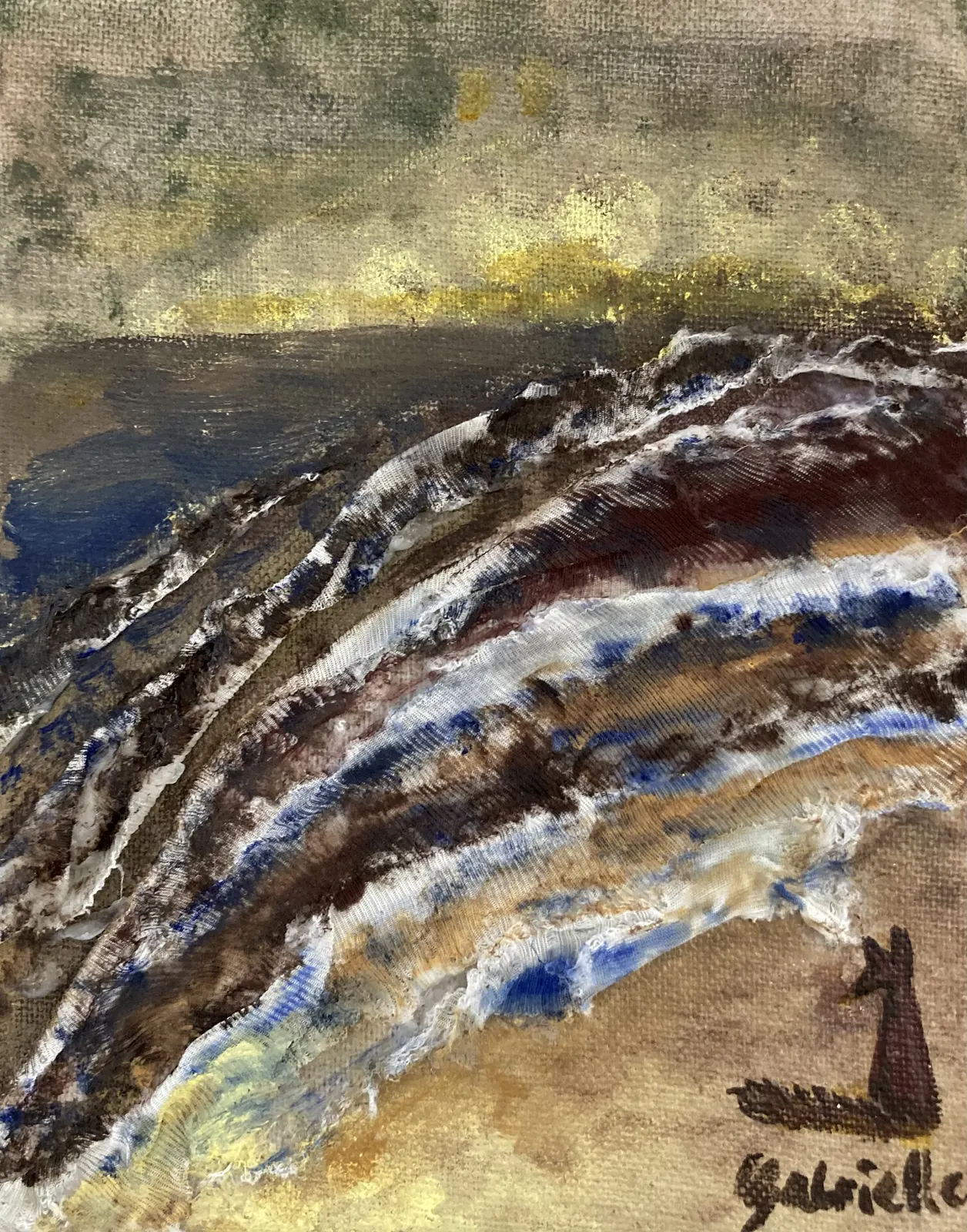 Oljemålning Lugnet vid havet av Gabrielle van der Wal