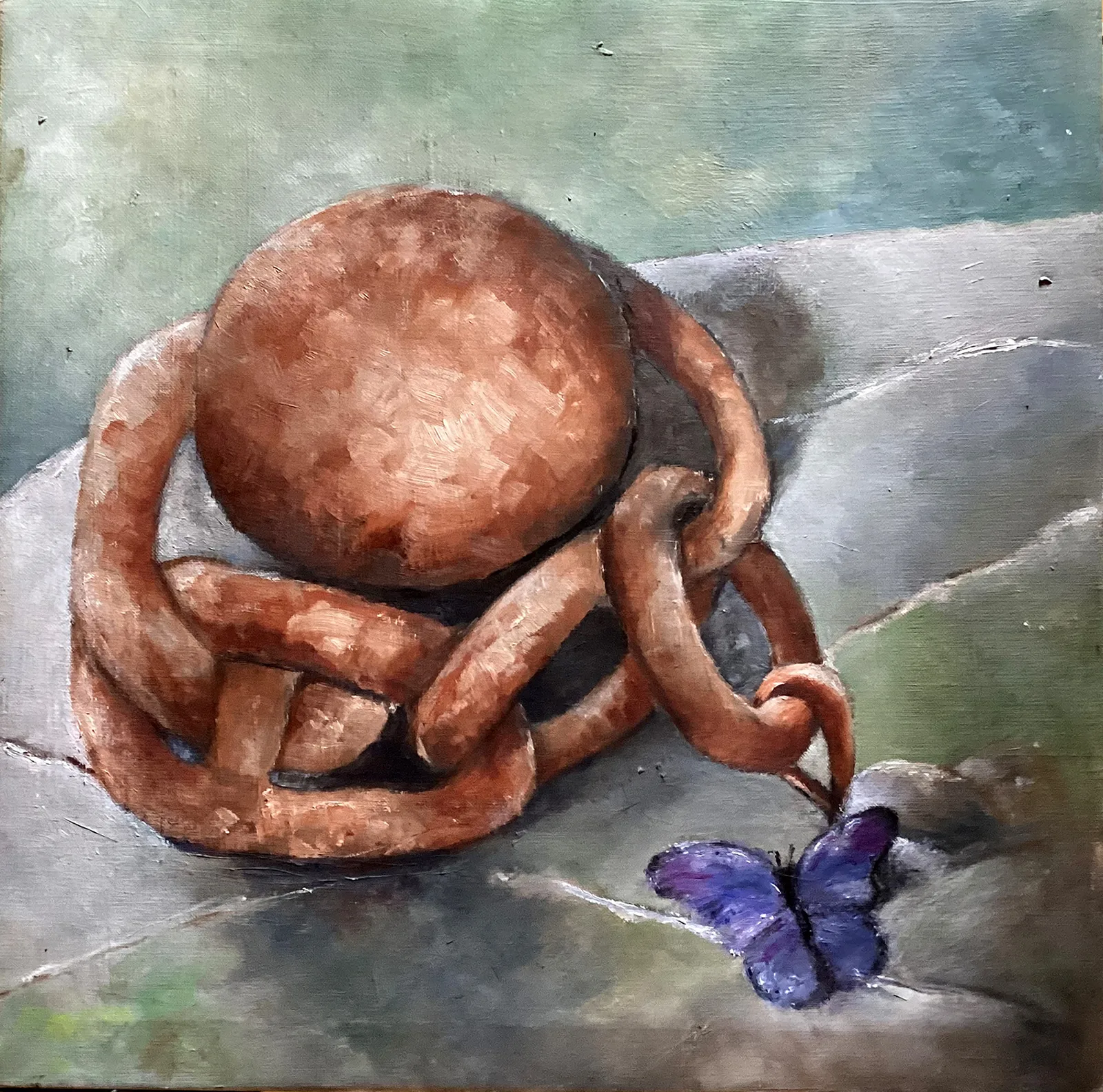 Oljemålning Samtal med en fjäril av Sonja Pleijel