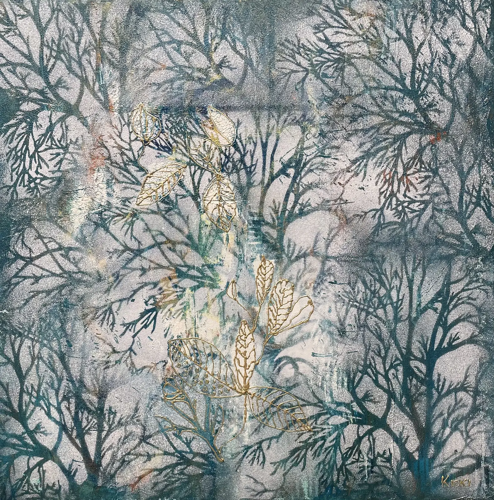 Akrylmålning DIMMAN LÄTTAR SNART av Kicki Pettersson