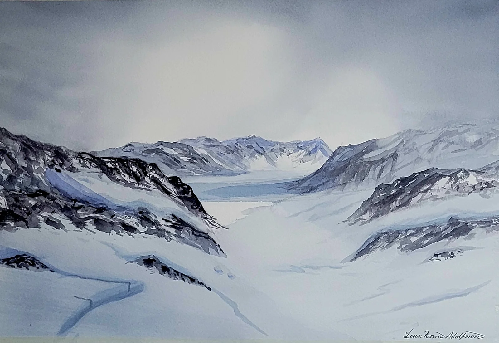 Akvarell In i fjället av Lena Bovin Adolfsson