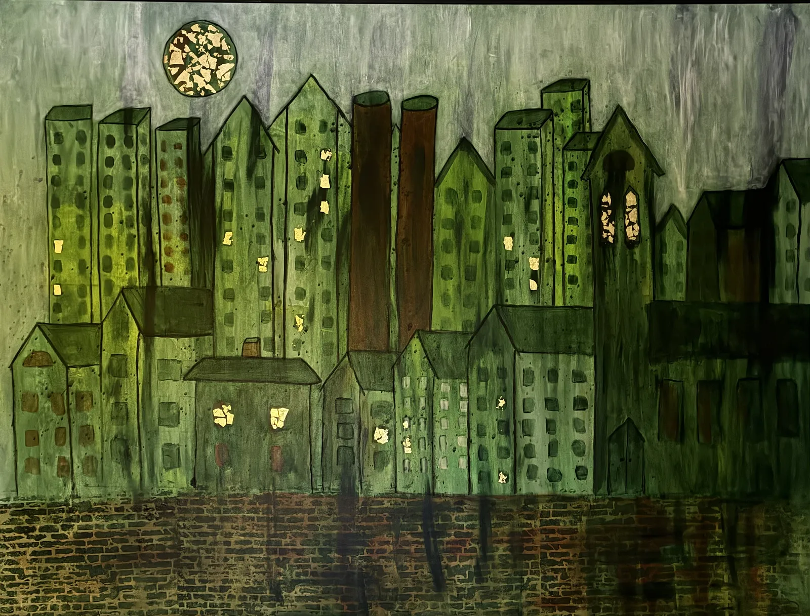 Akrylmålning Grön stad av Petra Nord