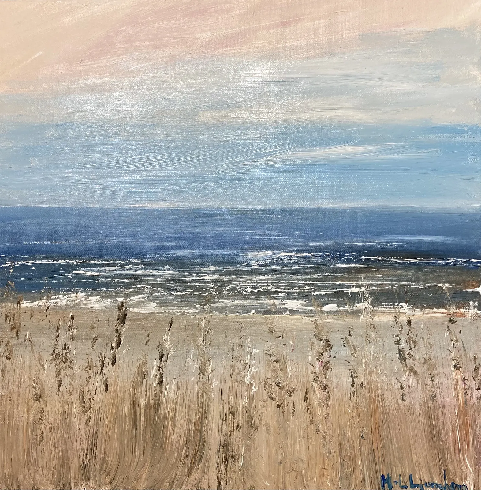 Akrylmålning Vinterstrand av Marie-Louise Ljungberg