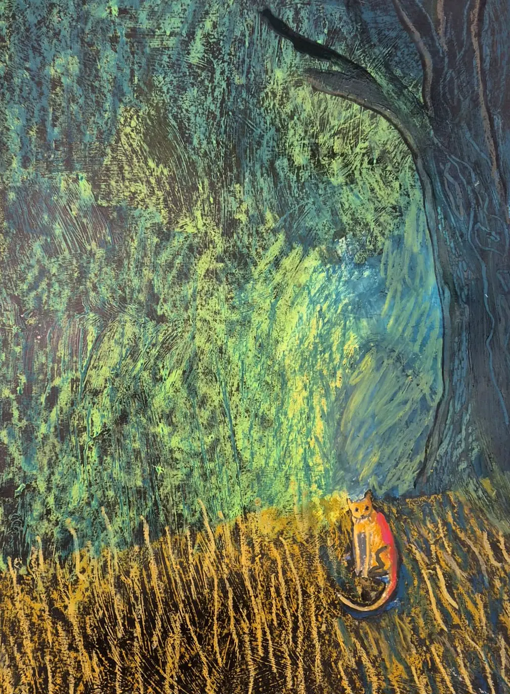 Ute på vift (katt i natur) av Simone Hallin
