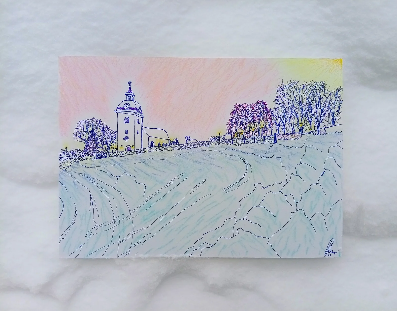 Söraby kyrka - snö, trettondagsafton - Rottne av Bernardo Per Fredrik Pebaque