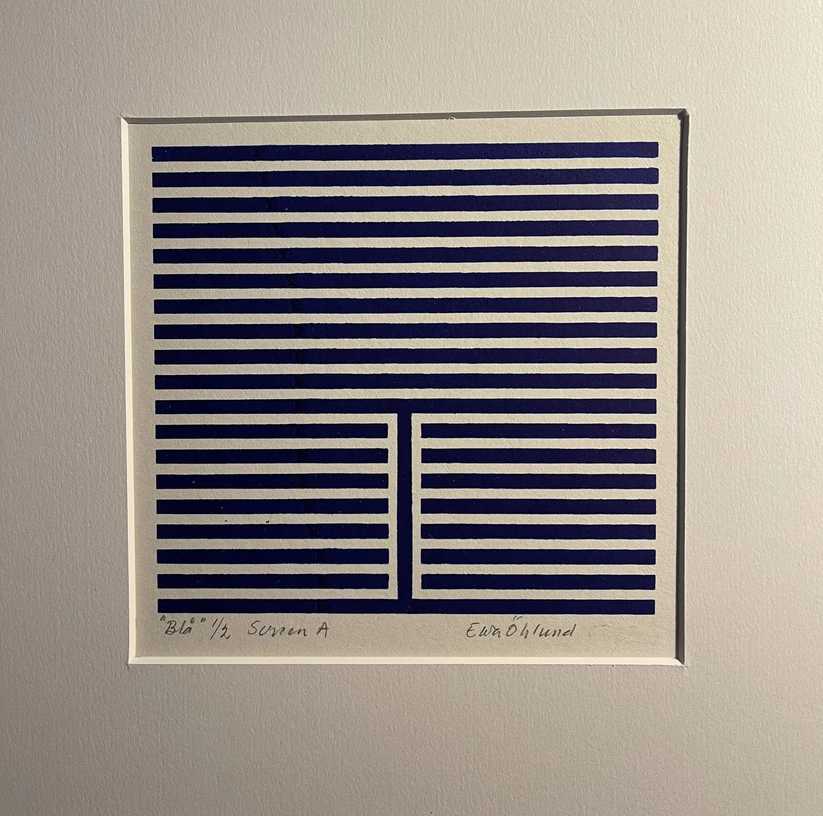 Blå med vit, syrafri passepartout av Ewa Öhlund