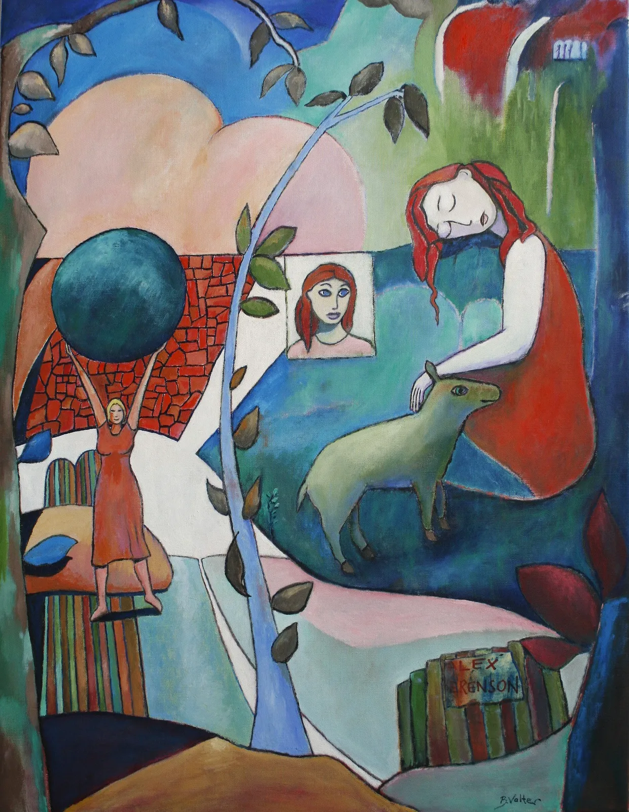 Oljemålning The Covid experience and notes - Alex Berensen av Bernard Valter