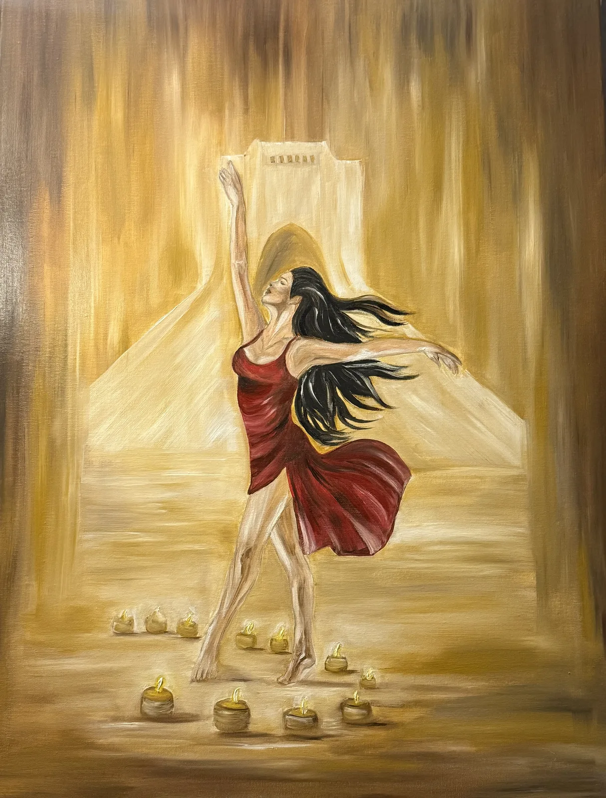 Oljemålning She may dance in Iran soon av Sara Askelund