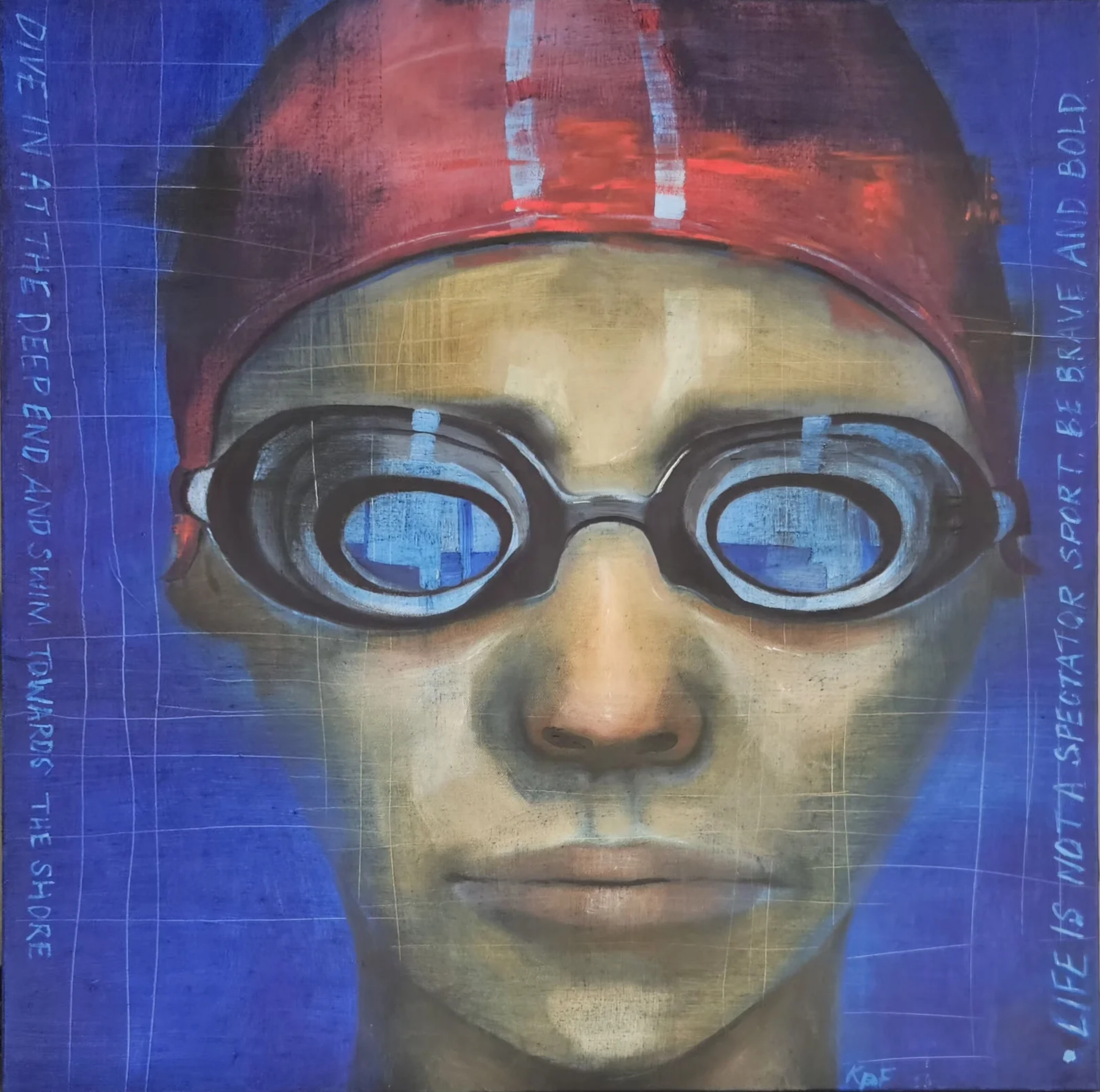 Oljemålning Googles On av Kristina Phillips Foglin