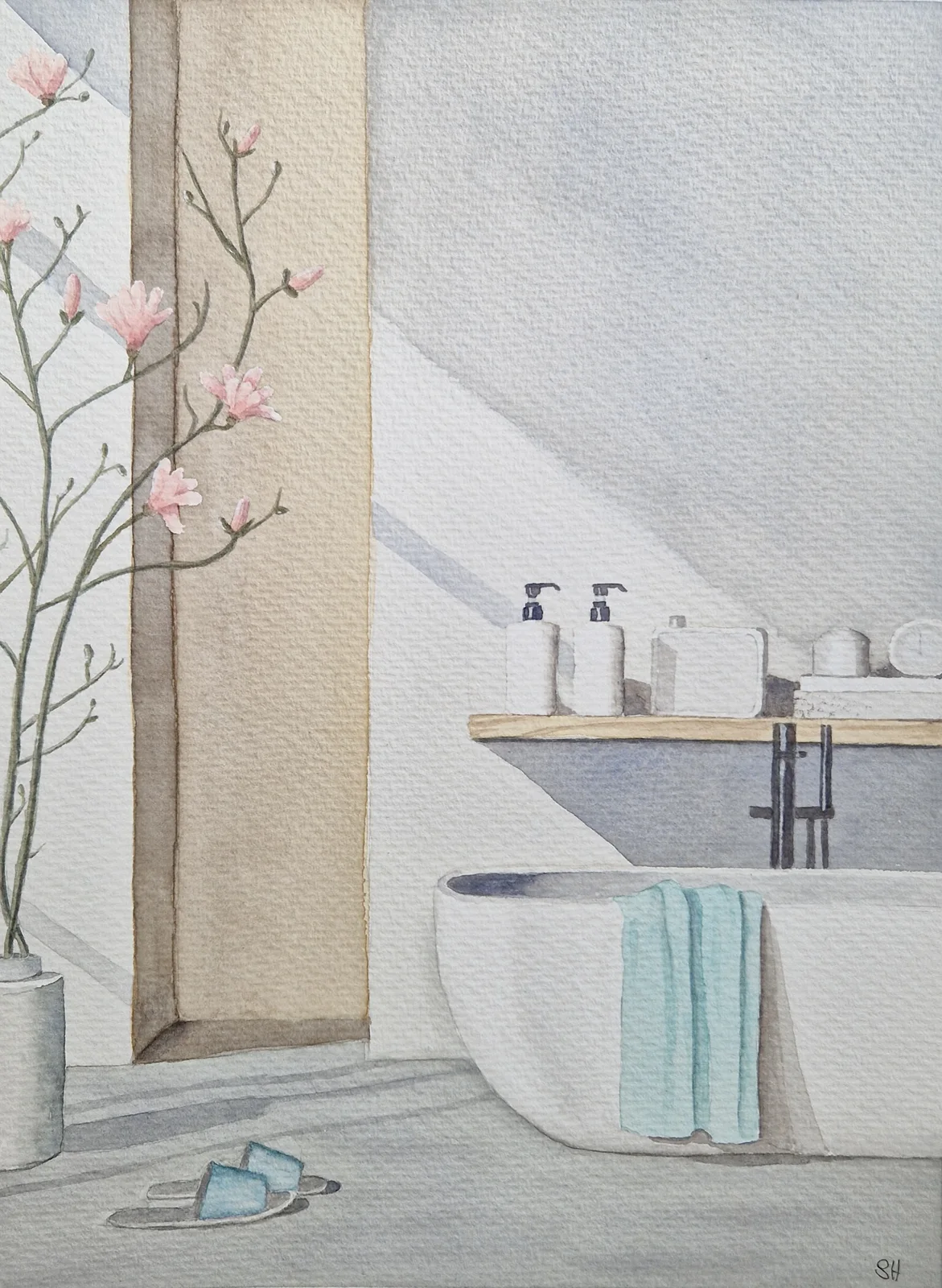 Akvarell Morgonljus av Susanne Hagemark