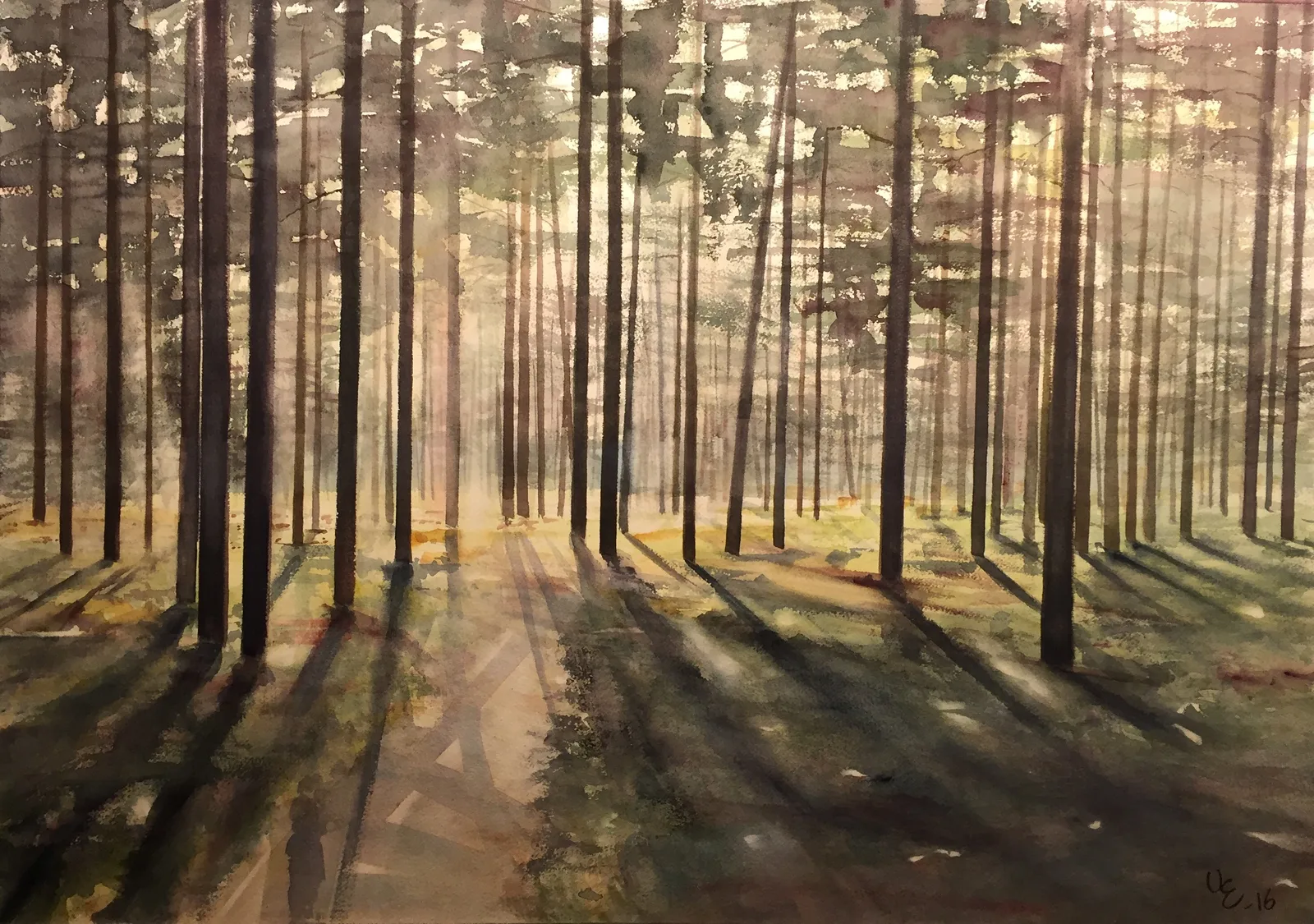Akvarell Tallskog av Ulf Eriksson