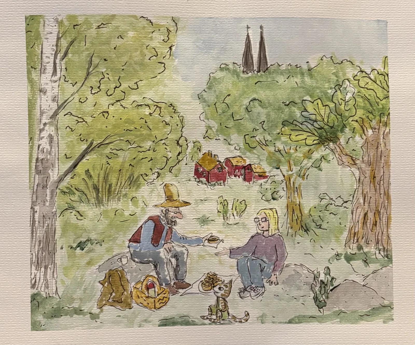 Akvarell Pettson, Findus och kompis av Lamija Sefer