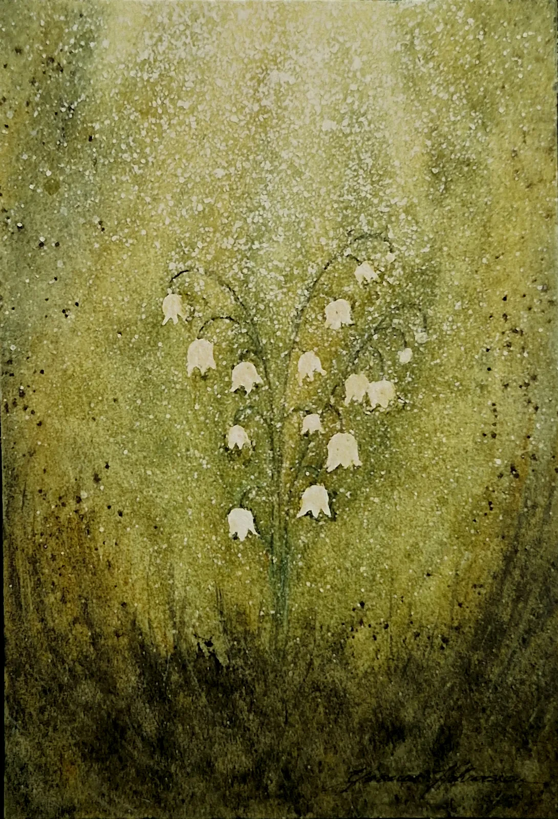 Akvarell Lily of the valley av Yvonne Halvarsson