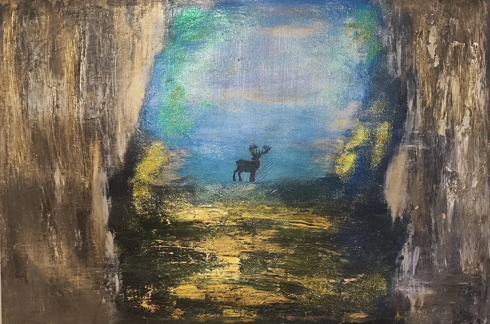 Akrylmålning Deer av Nathalie Eklund