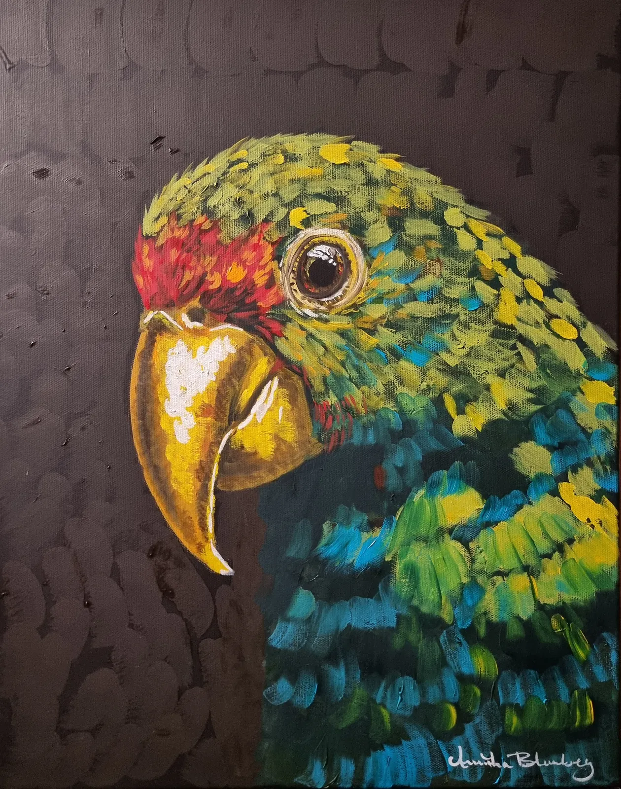 Oljemålning Parrot av Annika Blomberg