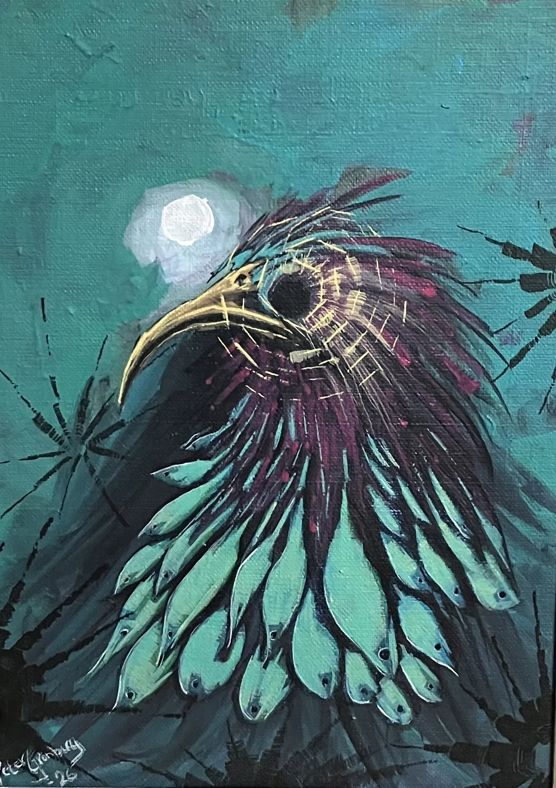 Akrylmålning Fågel, fisk eller… av Peter Grönberg