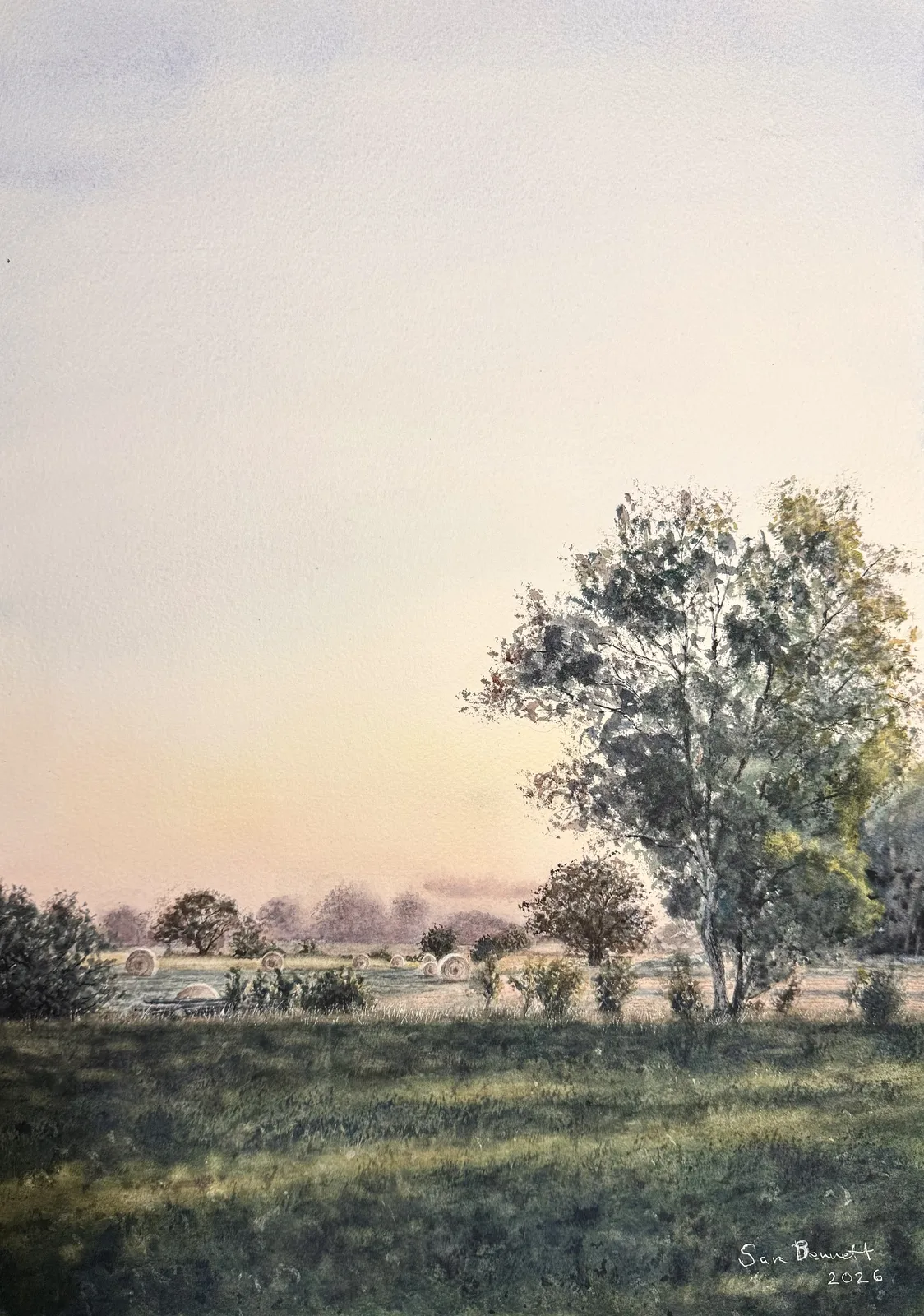 Akvarell Sommarkväll i Tryde av Sara Bennett