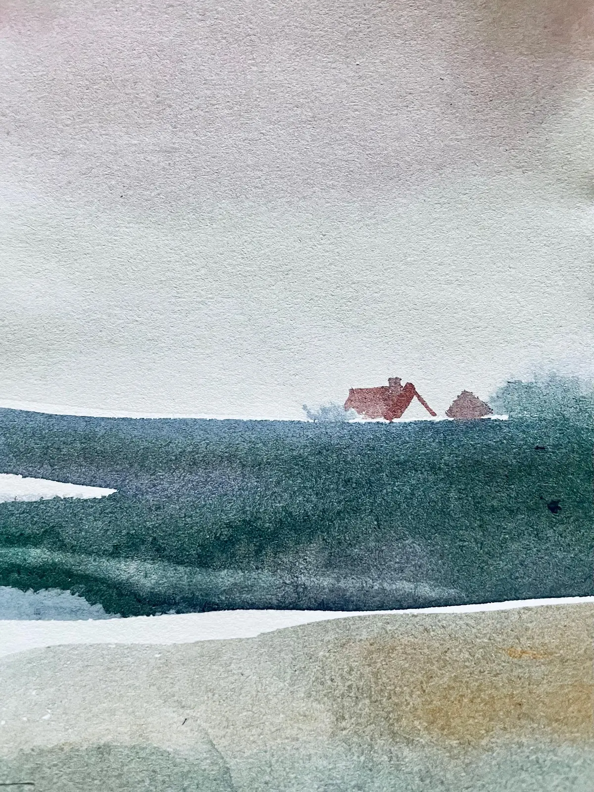 Akvarell Mot gården av J Gita Hansen