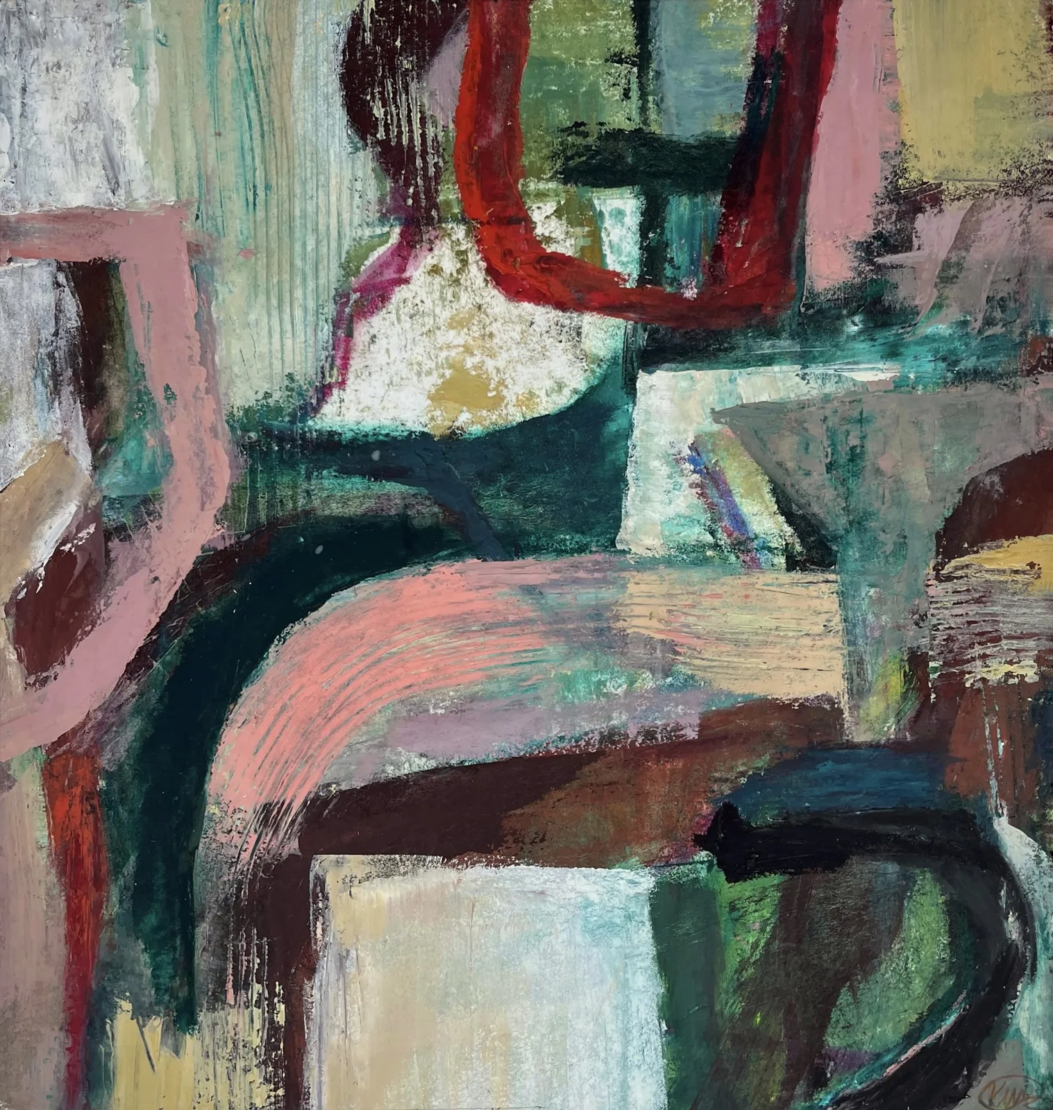 Oljemålning Fragmented realities av Katarina Wetter-Edman