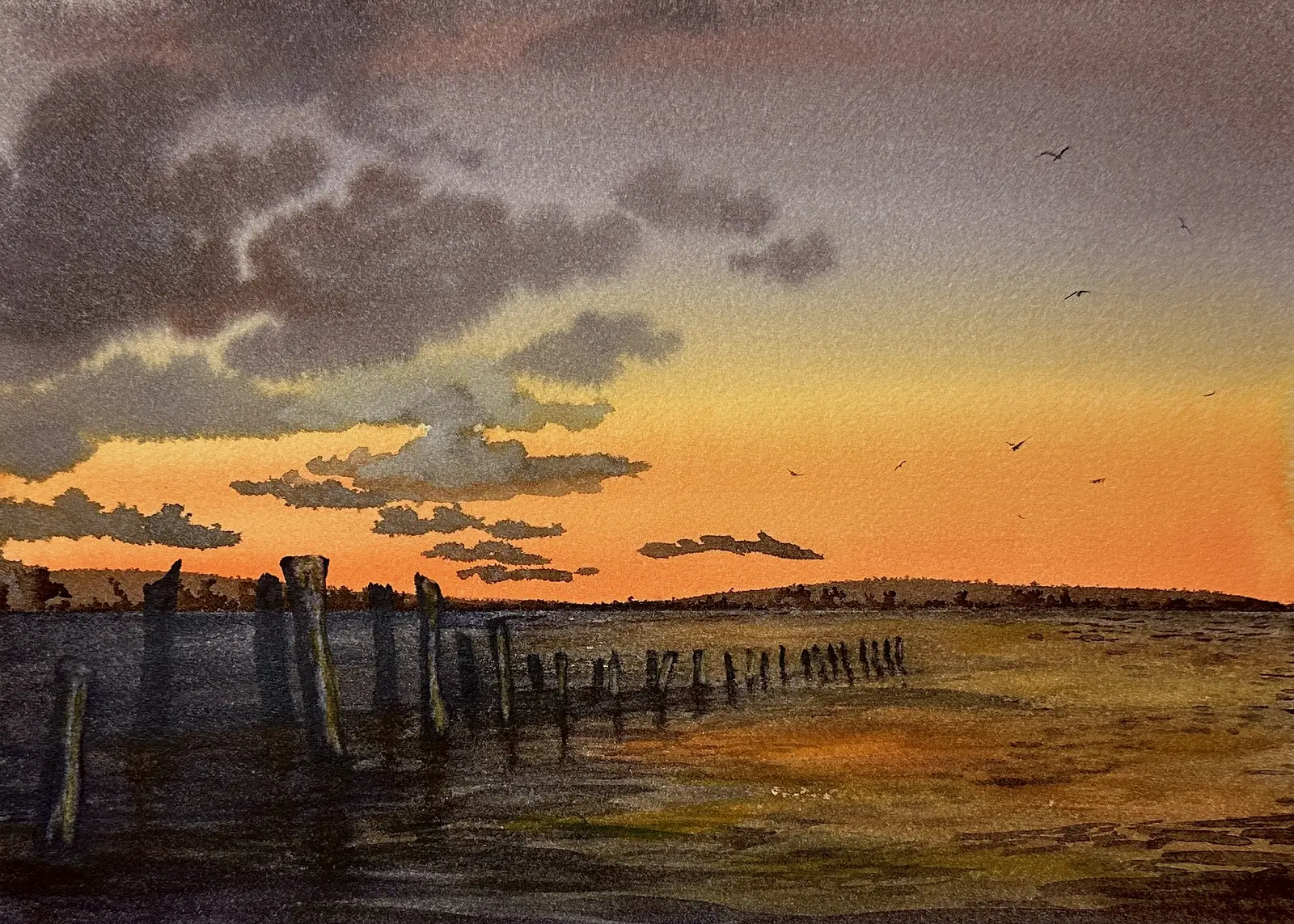 Akvarell När dagen dröjer kvar (studie) av Anette Öberg