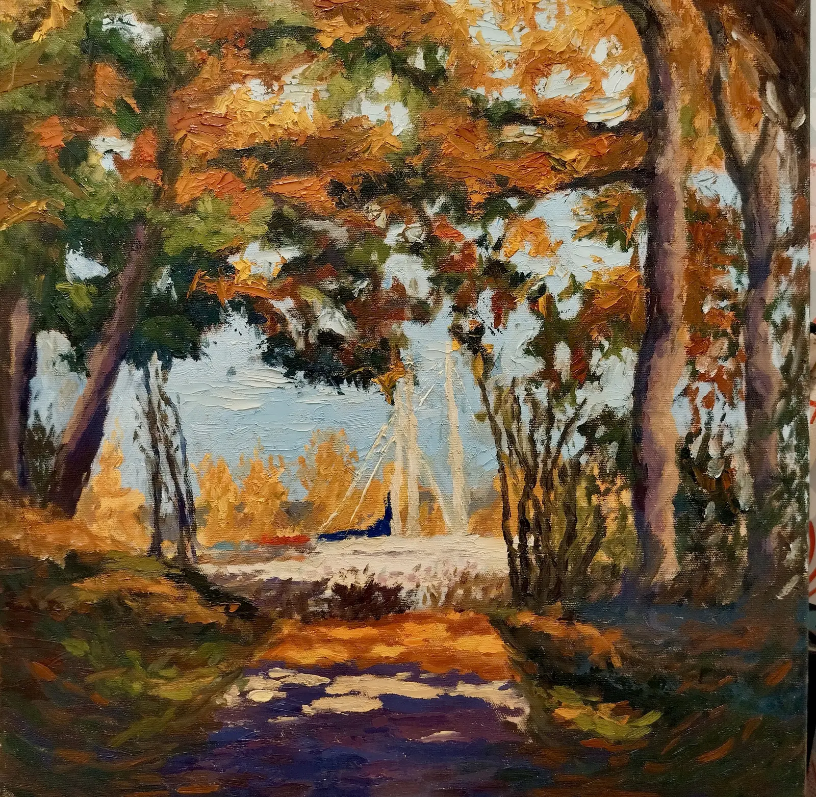 Oljemålning Höstpromenad i skogen av Jonathan Stenberg