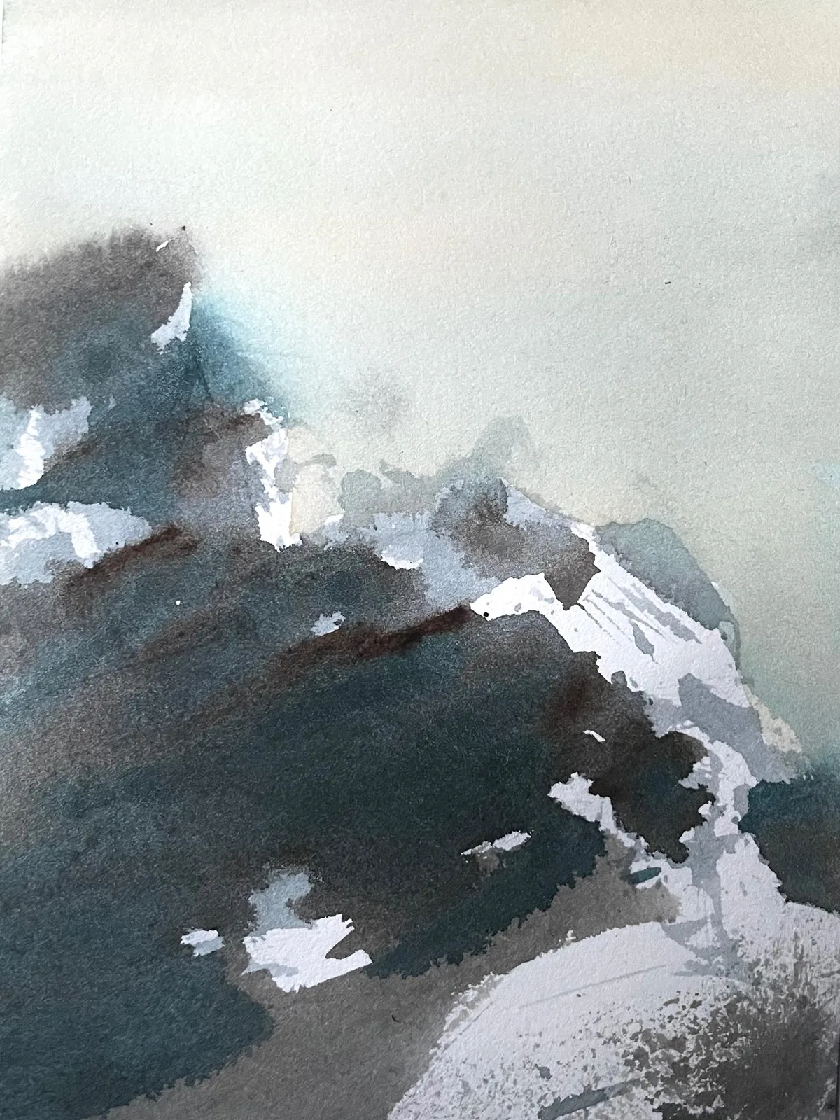 Akvarell Dis bak fjellet av J Gita Hansen