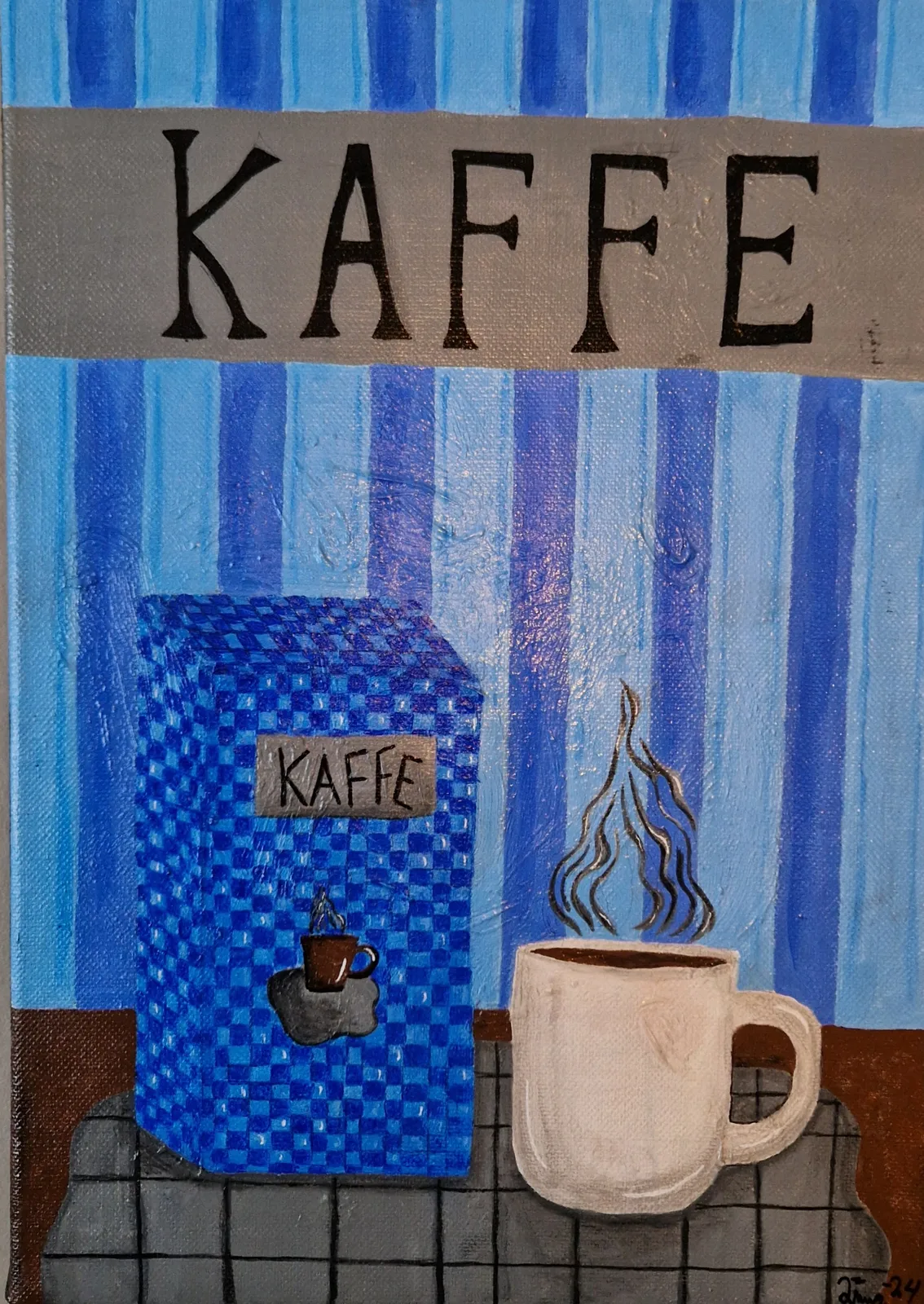 Akrylmålning Kaffe stund av Linnea Eriksson